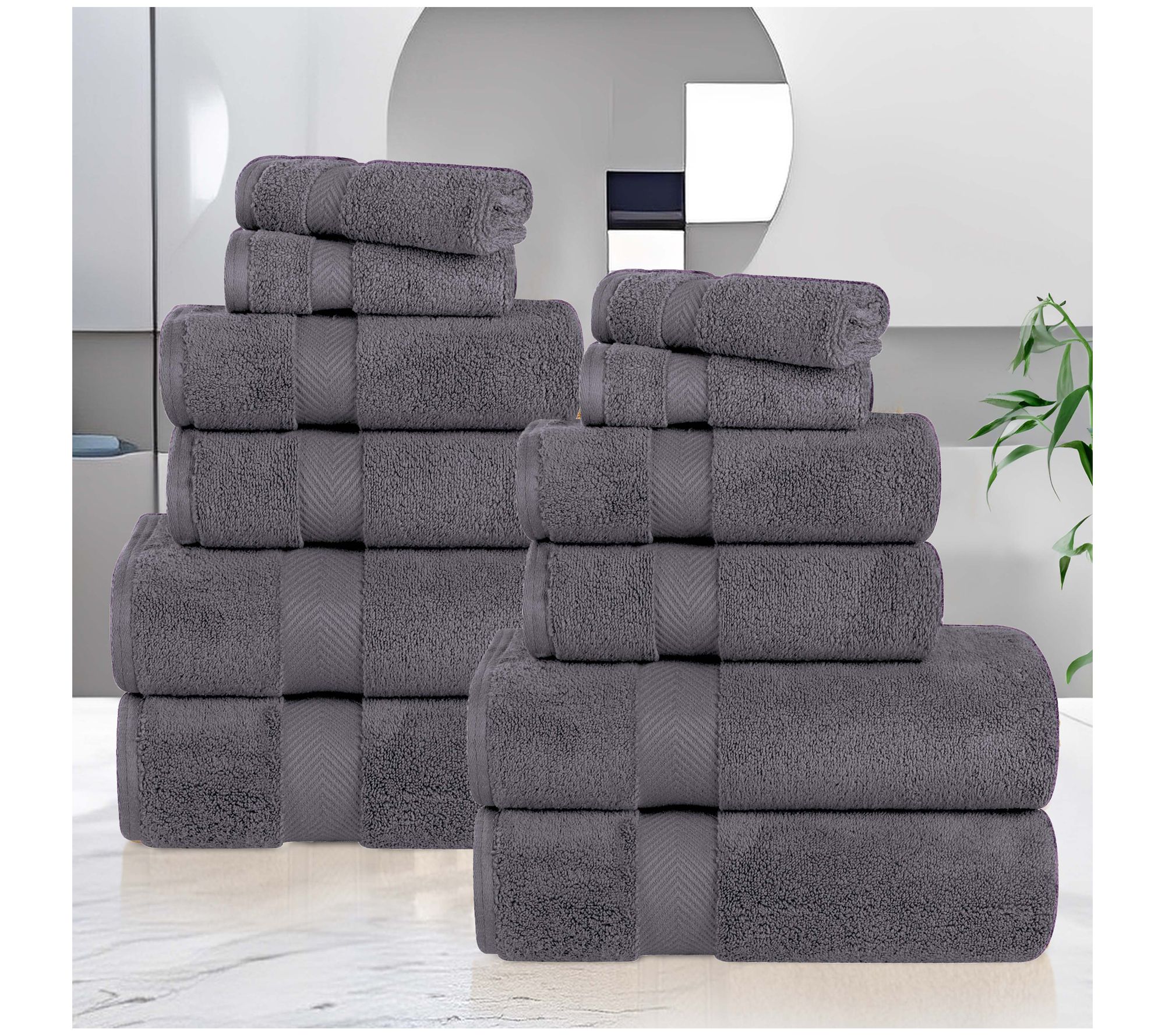 Superior Zero Twist Cotton Solid 12 Piece TowelSet