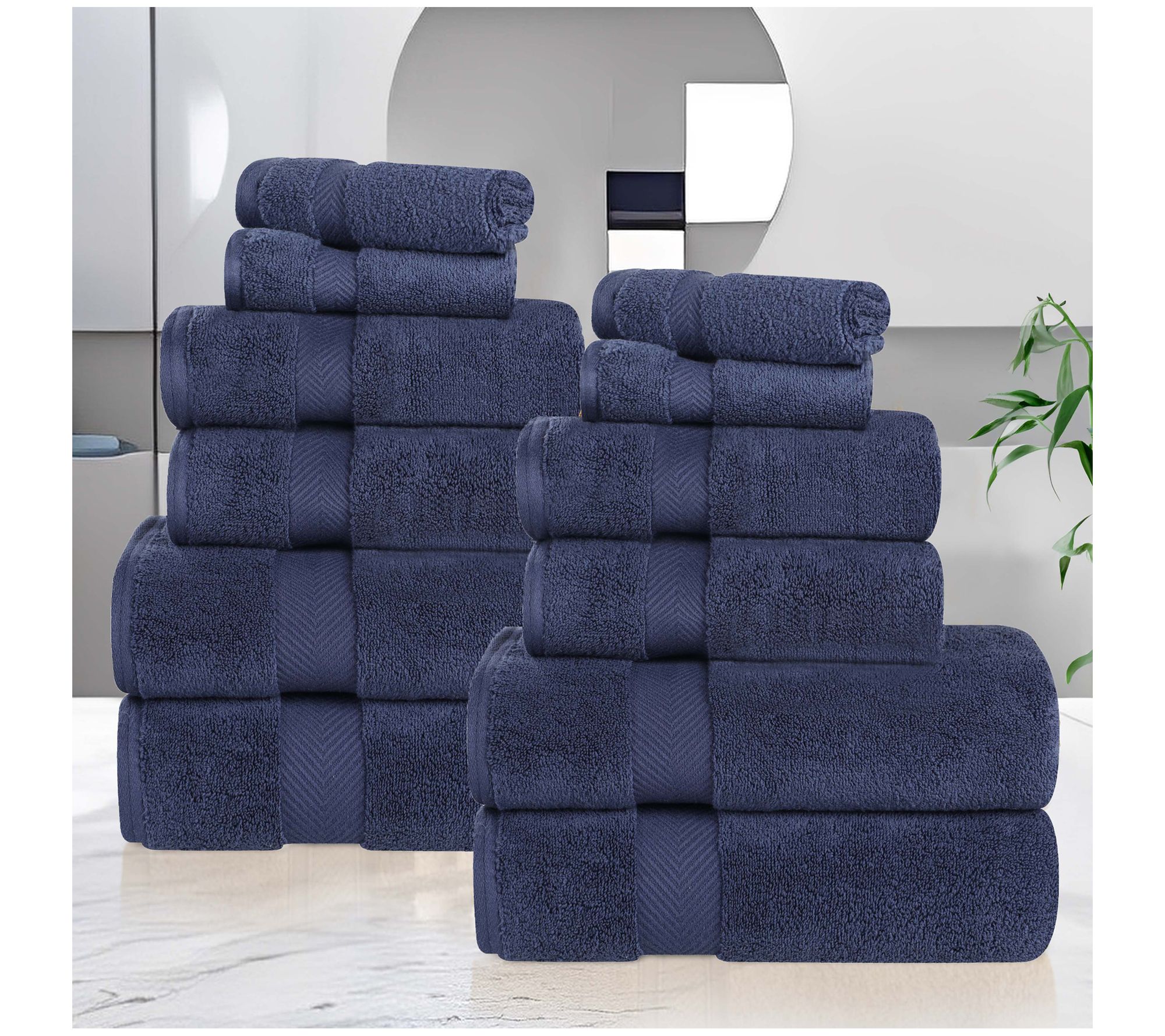 Superior Zero Twist Cotton Solid 12 Piece TowelSet
