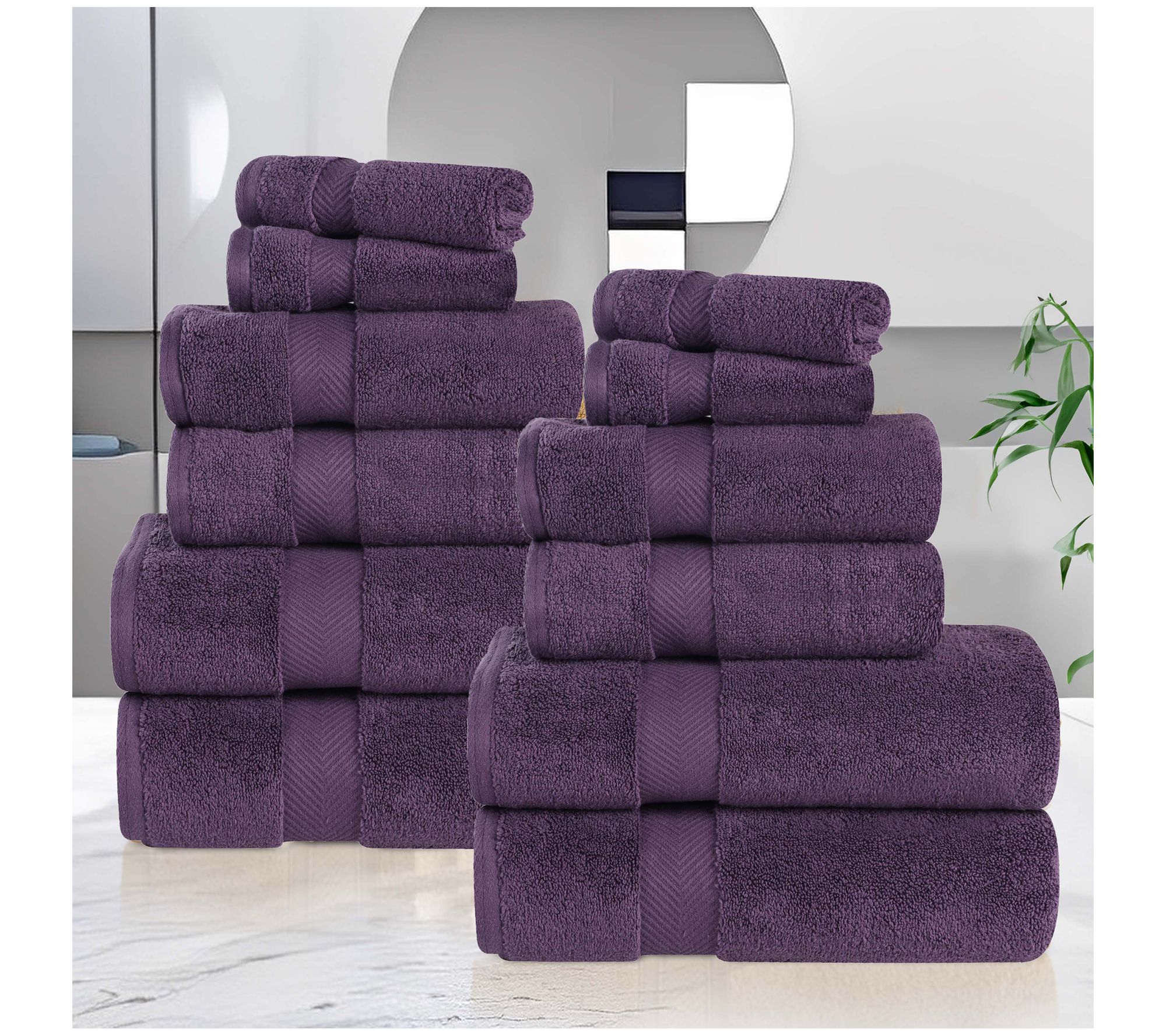 Superior Zero Twist Cotton Solid 12 Piece TowelSet