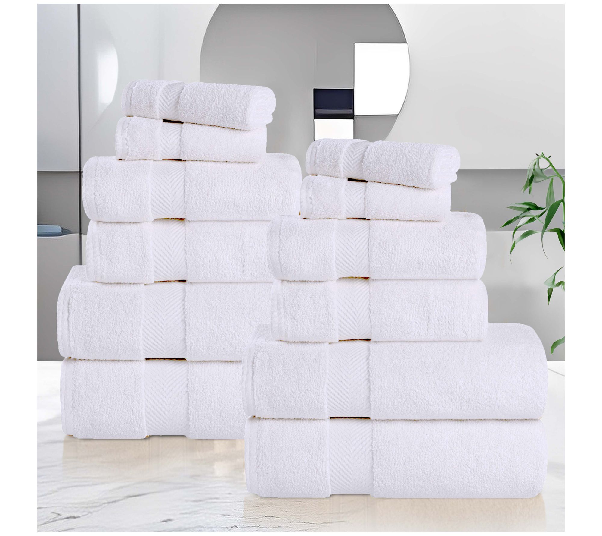 Superior Zero Twist Cotton Solid 12 Piece TowelSet