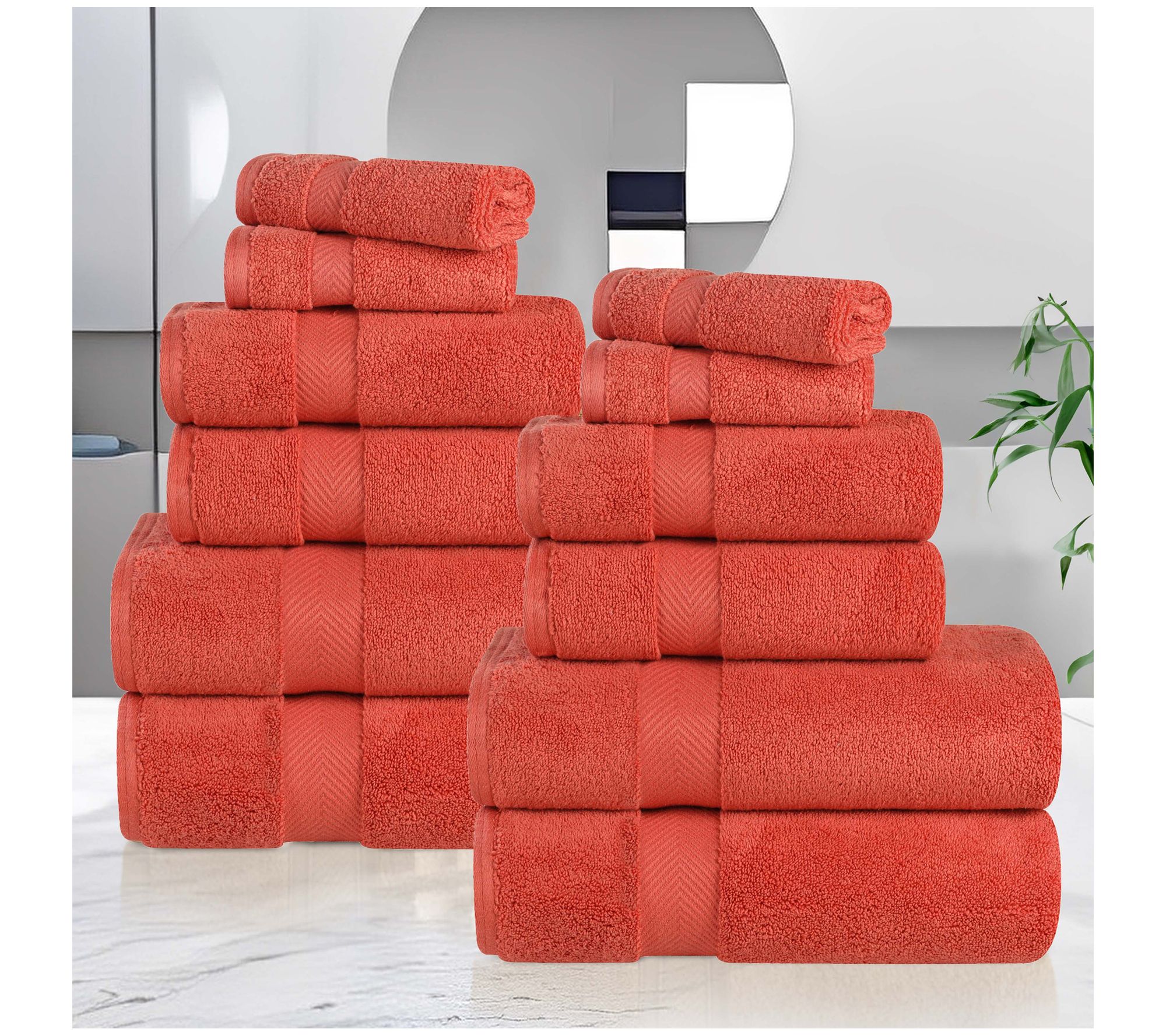 Superior Zero Twist Cotton Solid 12 Piece TowelSet