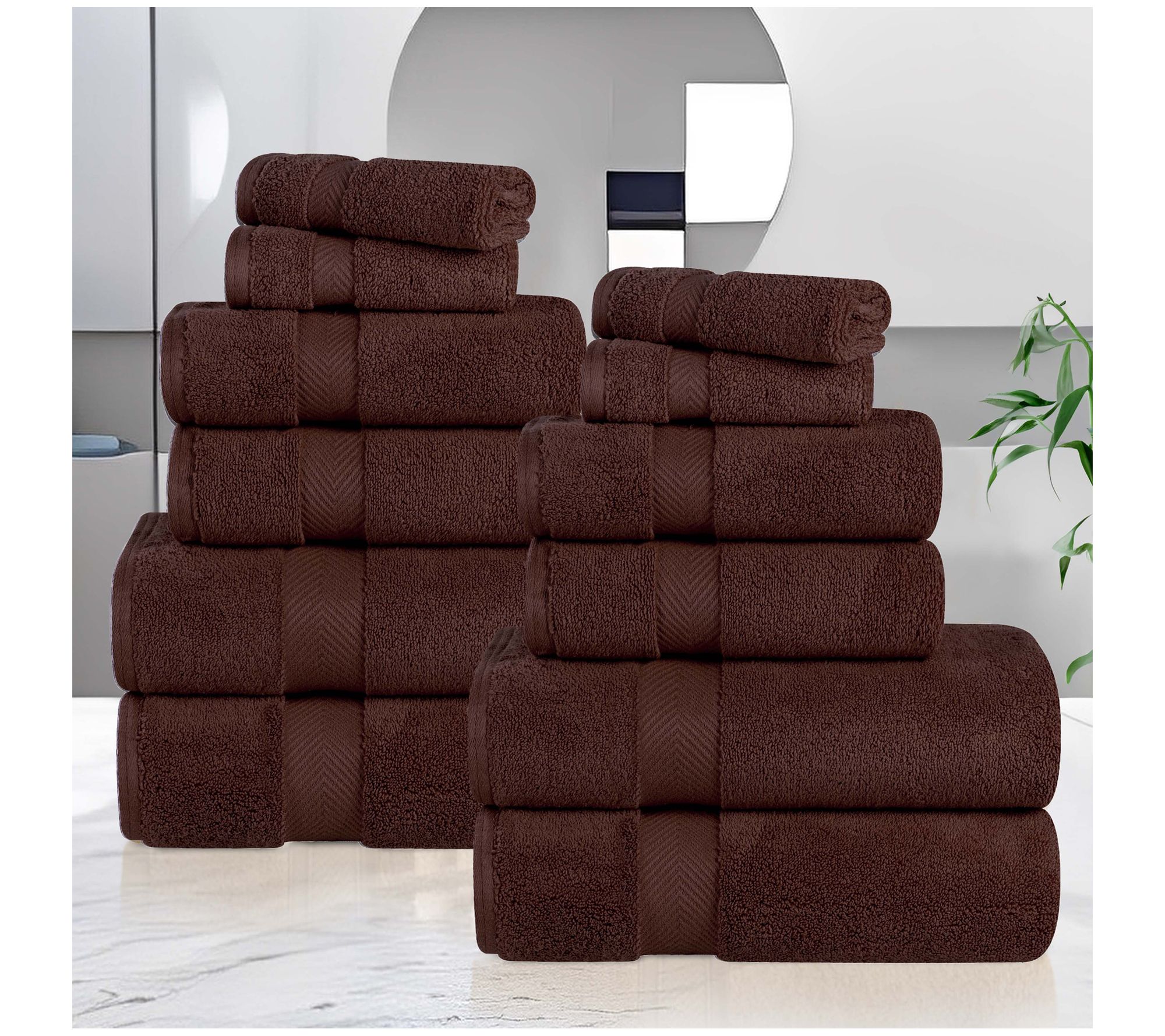 Superior Zero Twist Cotton Solid 12 Piece TowelSet