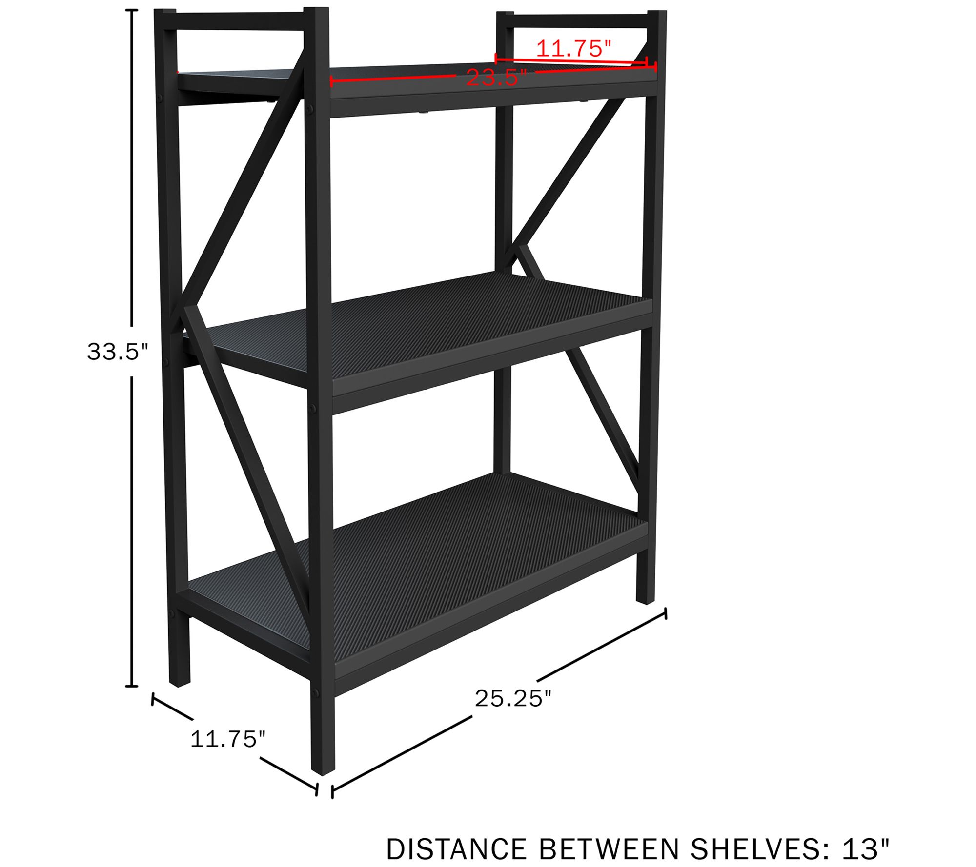 Lavish Home 3 Shelf Bookcase Console Table or Storage Shelf