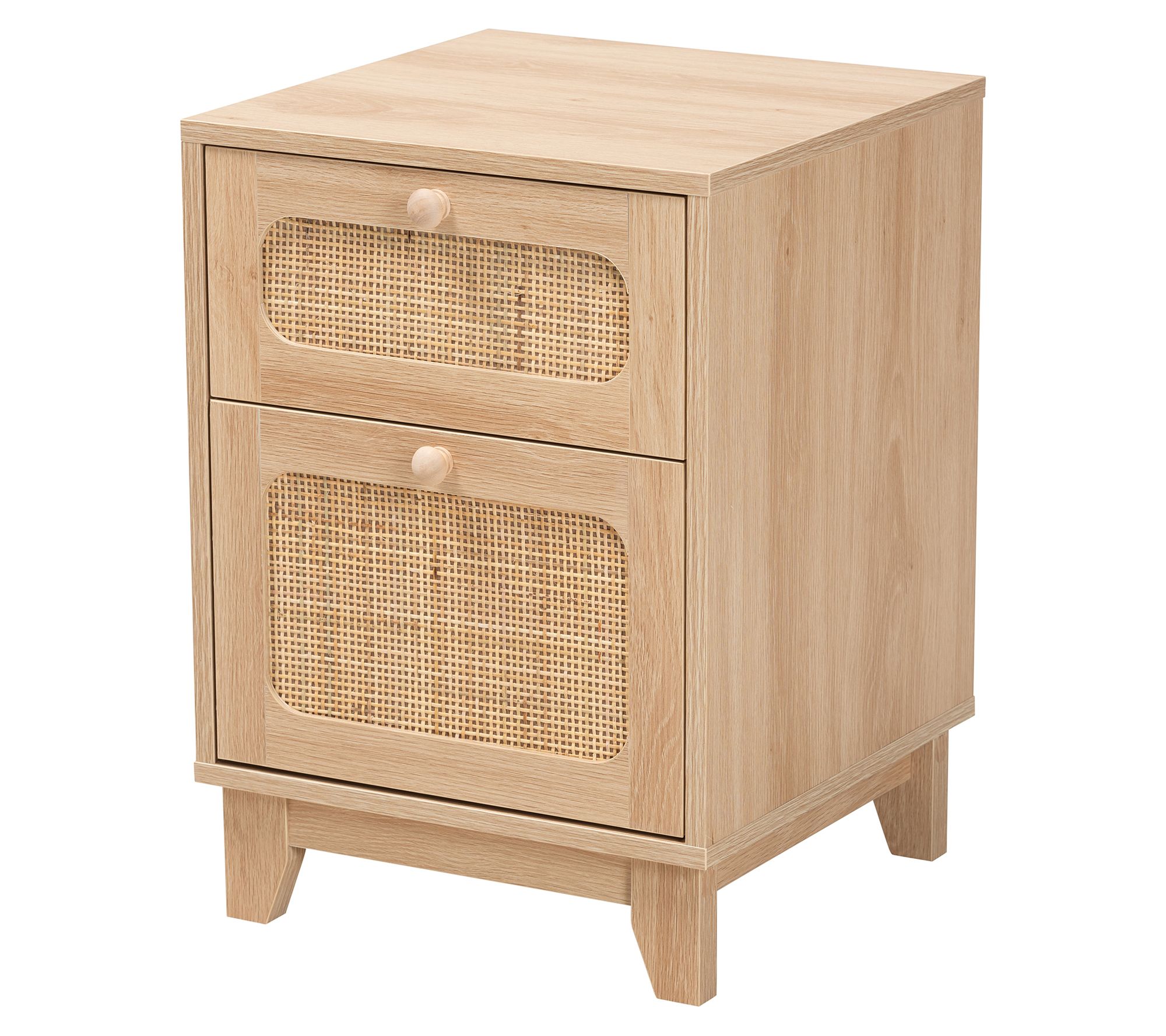 Baxton Studio Elsbeth Brown Wood and Natural Rattan End Table