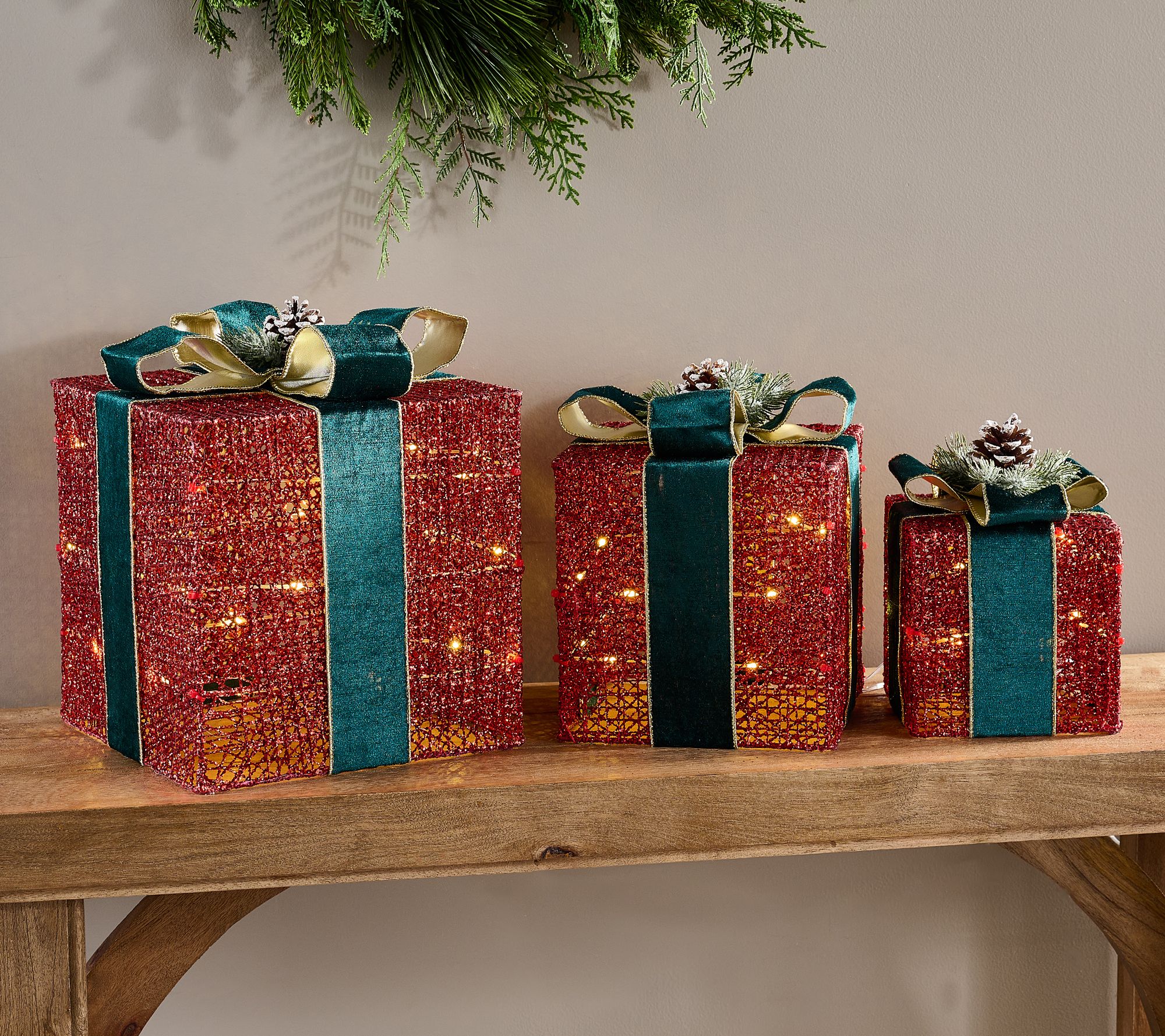 Home Reflections Set of 3 Lit Decorative Presents