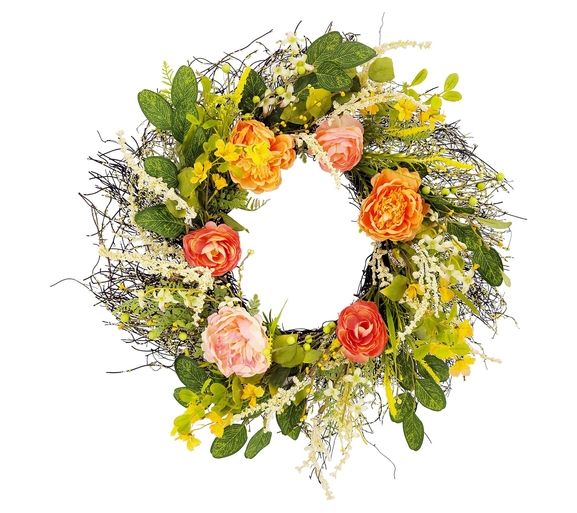 Puleo International 24" Artificial Peony FloralSpring Wreath