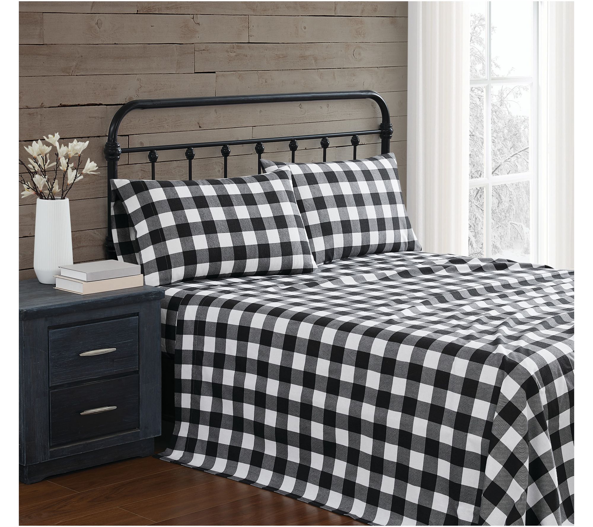 Truly Soft Buffalo Check King Flannel Sheet Set