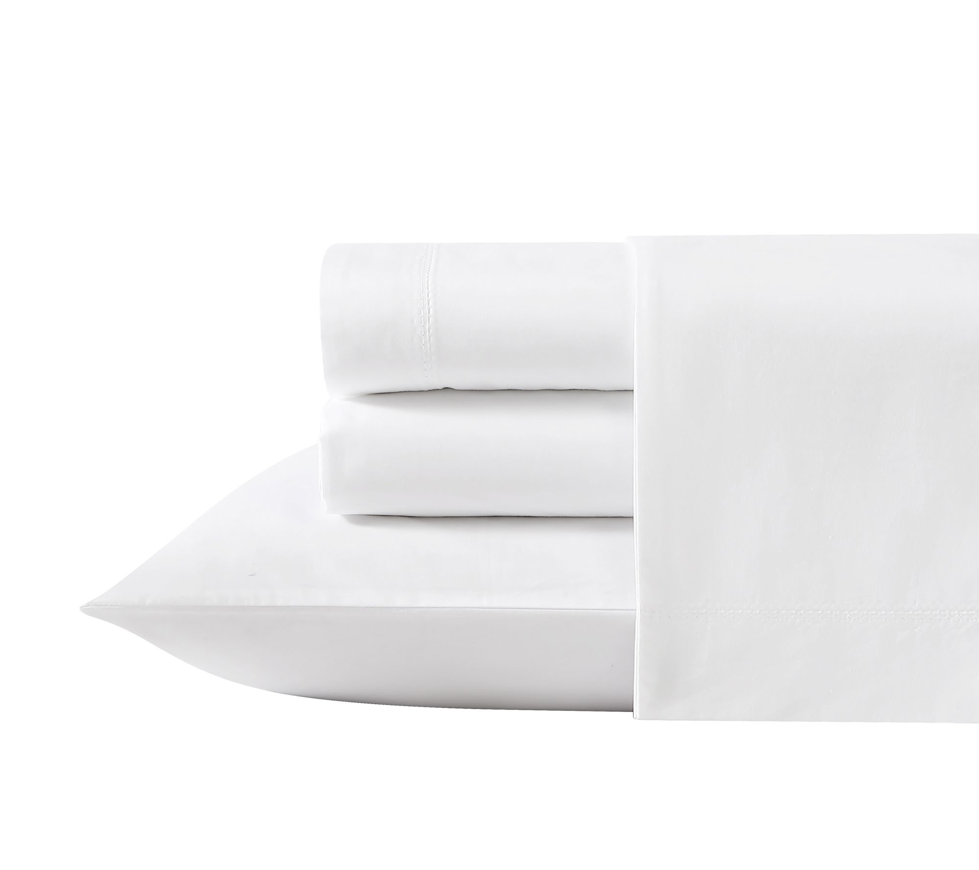 Laura Ashley Solid White Queen Percale Sheet Set