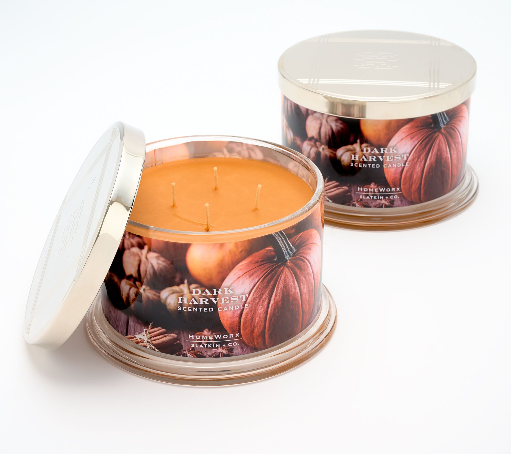 HomeWorx by Slatkin + Co. S/2 18oz Candles - Dark Harvest