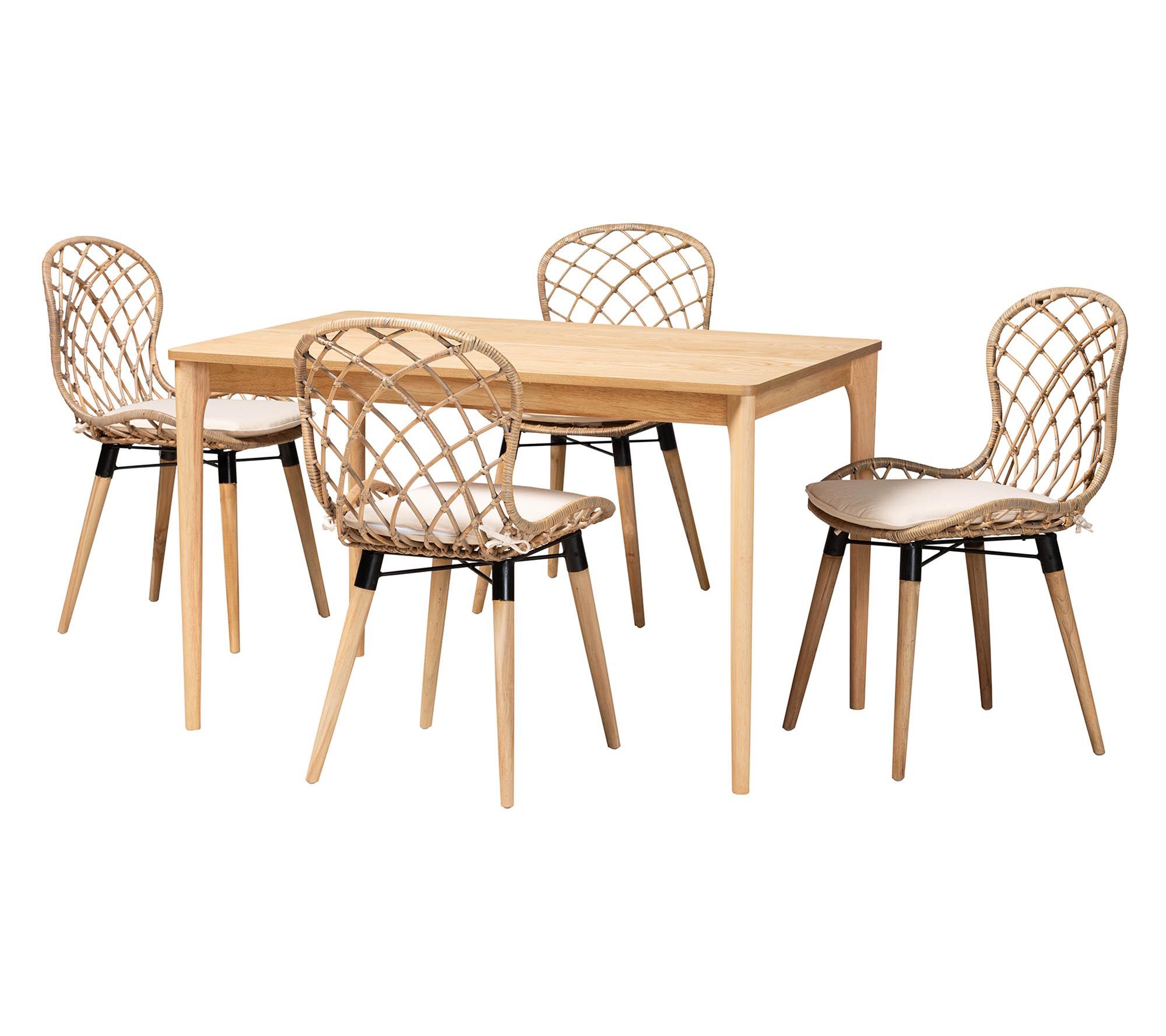 bali & pari Sabelle Wood and Rattan 5-Piece Dining Set
