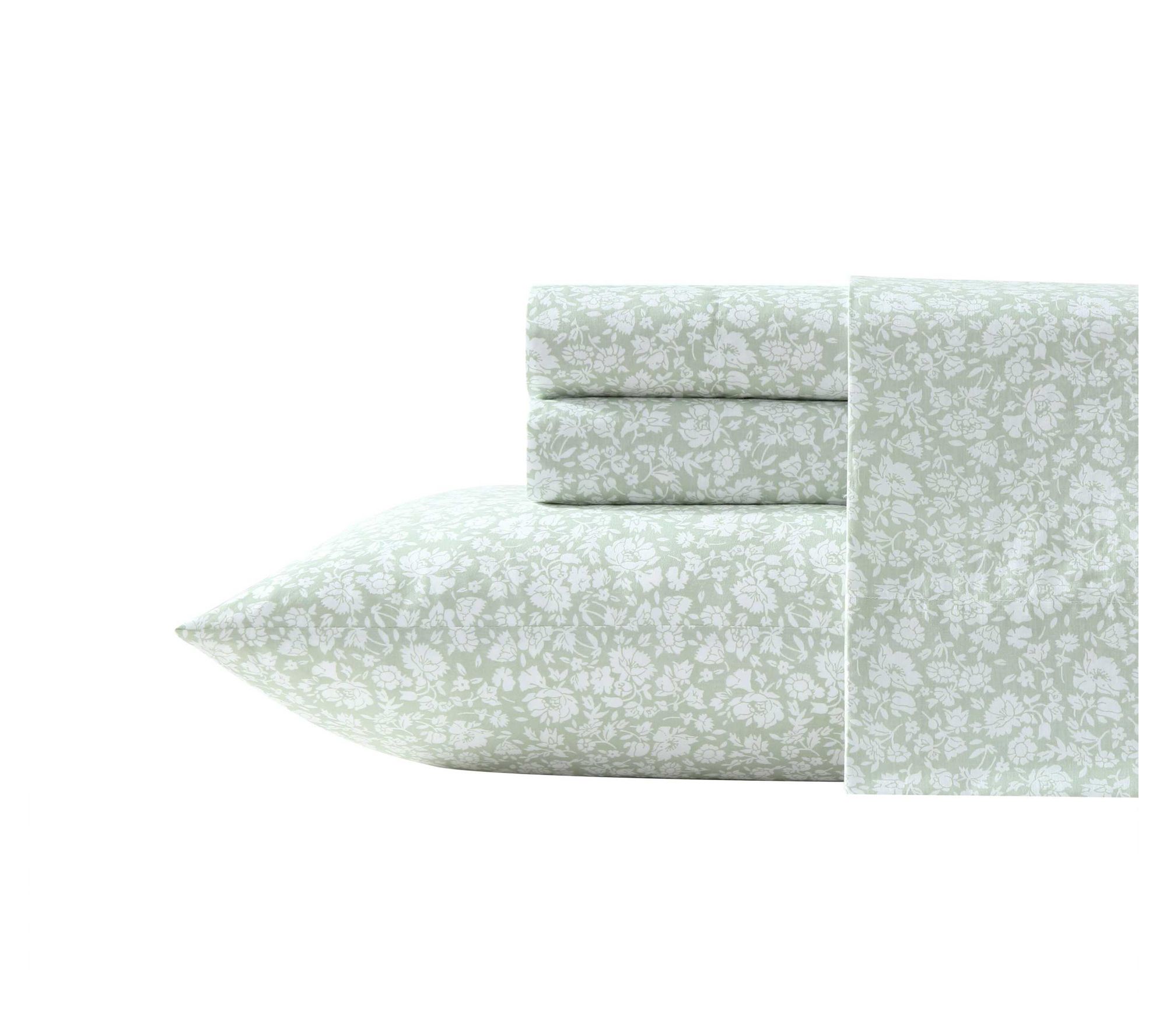 Laura Ashley Heirloom Ditzy Moss Green King Sheet Set