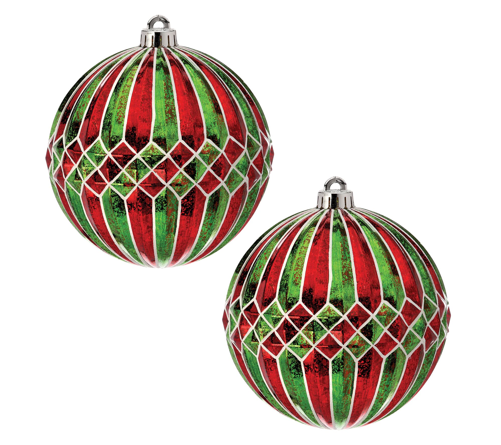 6" Shatterproof Diamond Stripe Ball Box of 2 byValerie