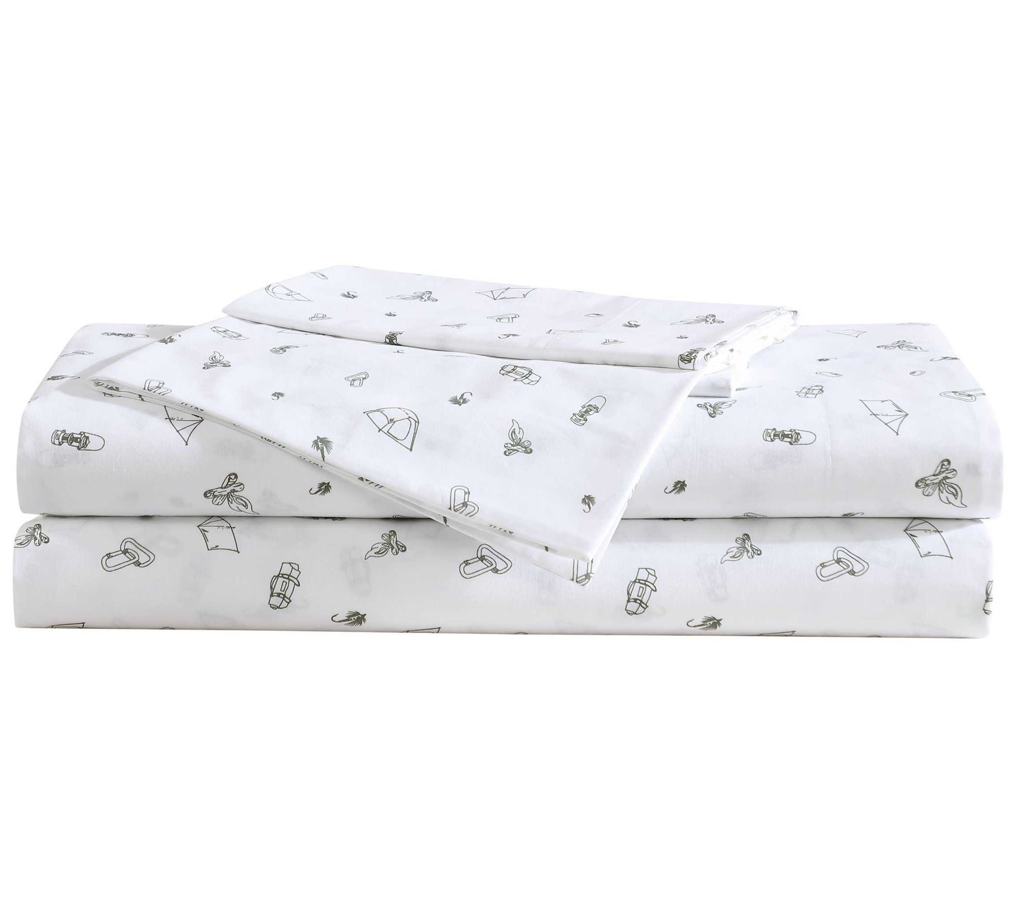 Eddie Bauer Camp Green-White King Sheet Set