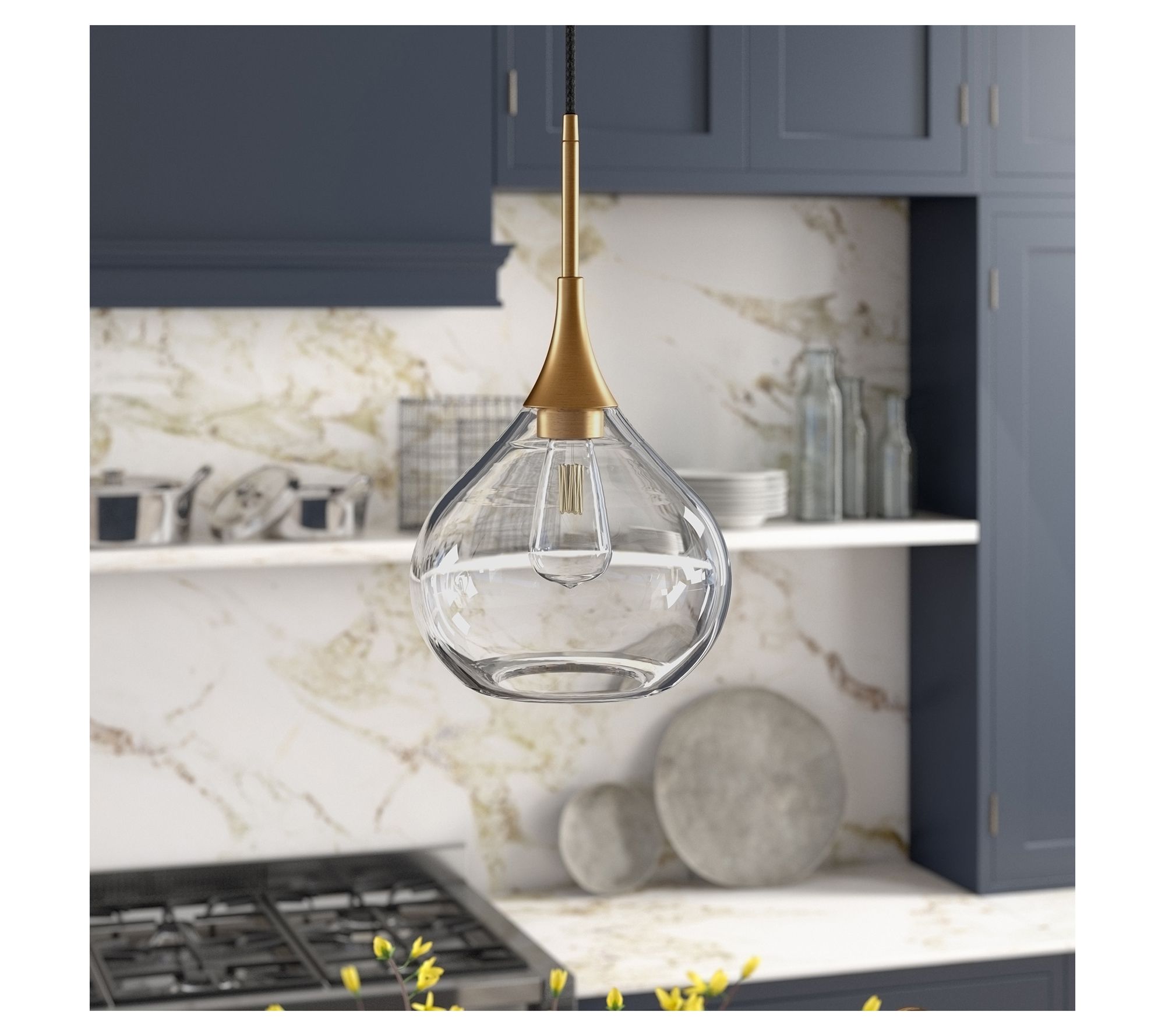 Hudson&Canal Ida 9.5" Wide Pendant with Glass Shade