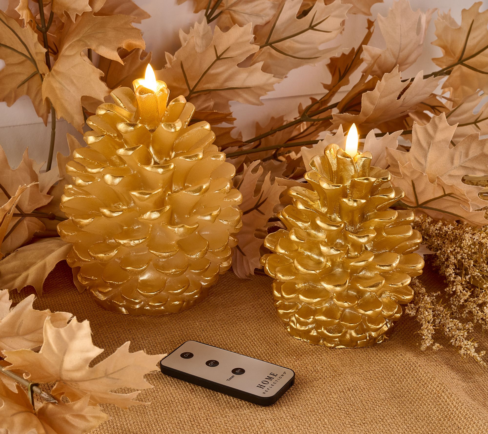 "As Is" Home Reflections S/2 Flameless Metallic Pinecones