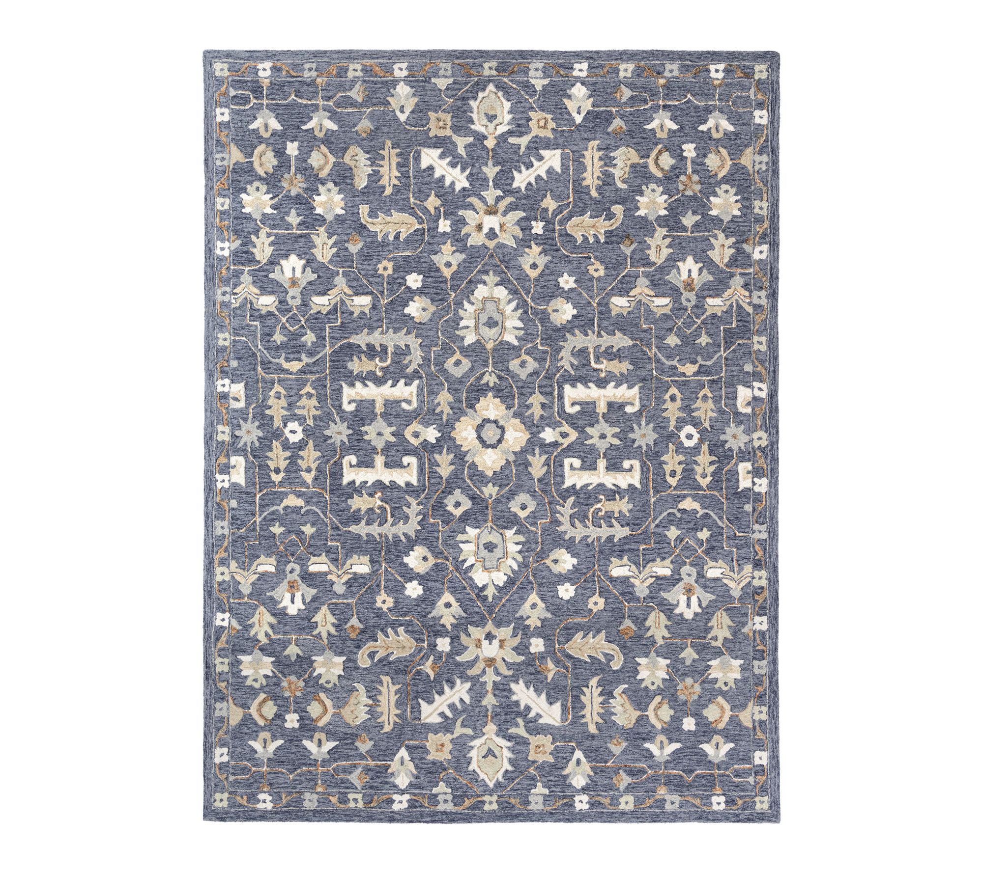 Ox Bay Persian Blue/Green Floral Wool Indoor Ru g, 7'9 " x 9'9