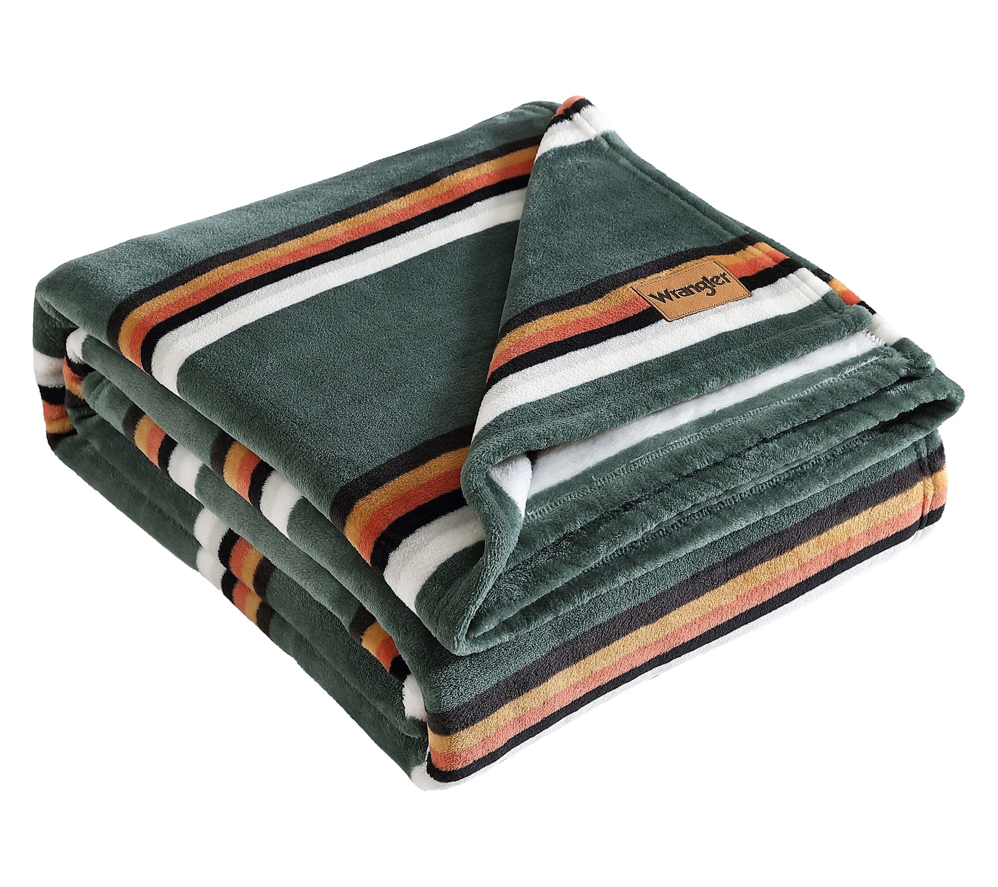 Wrangler Western Saddle Green Plush-Fleece KingBlanket