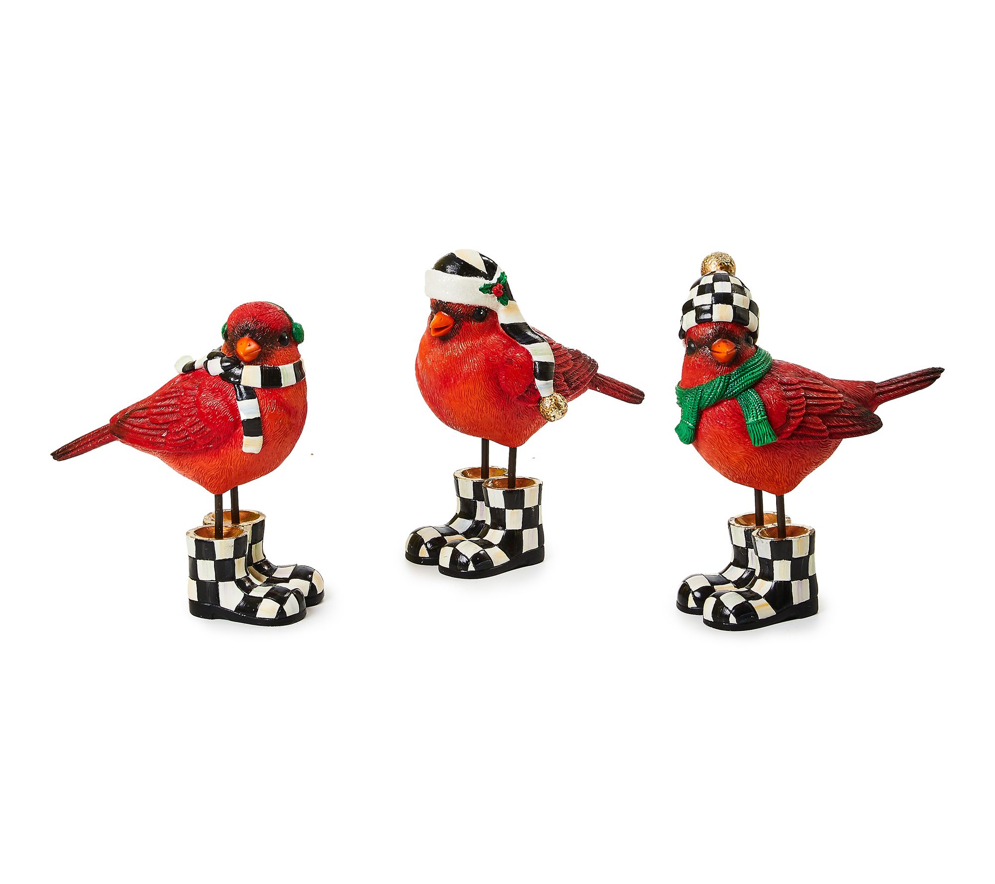 MacKenzie- Childs Set of 3 Cozy Christmas Cardinals