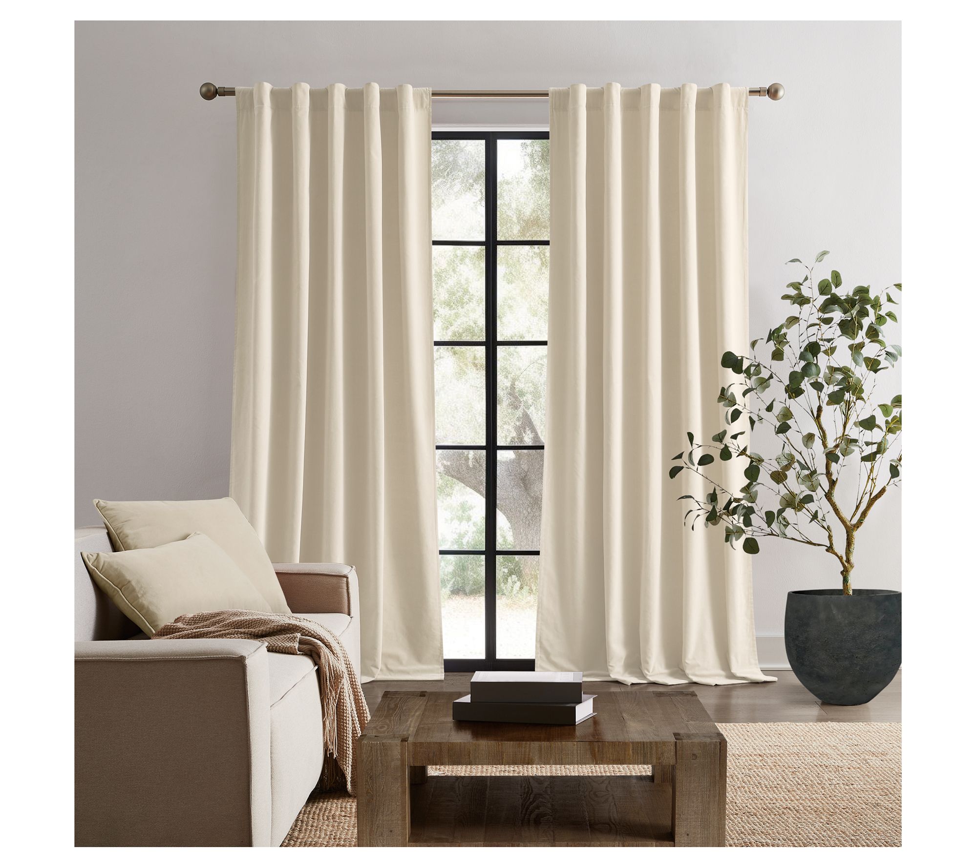 Brooklyn Loom Matte Cotton Velvet 50x96 WindowCurtain Set