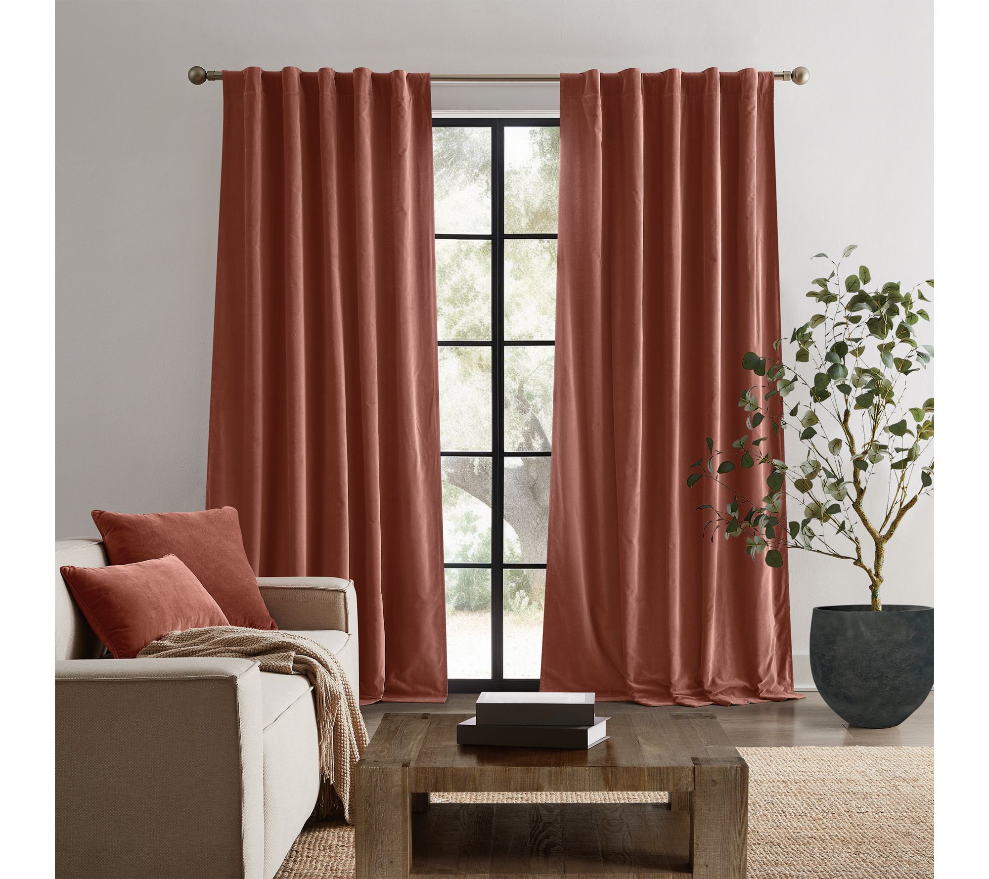 Brooklyn Loom Matte Cotton Velvet 50x96 WindowCurtain Set