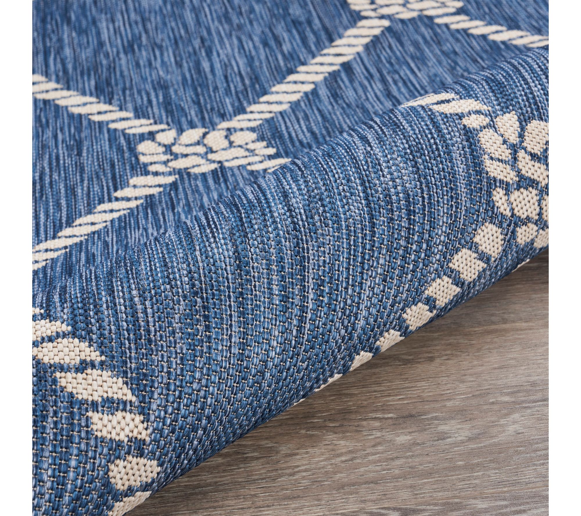 Ox Bay Navy/White Checkered Nautical Outdoor Ar ea Rug, 5' x 7 - QVC.com