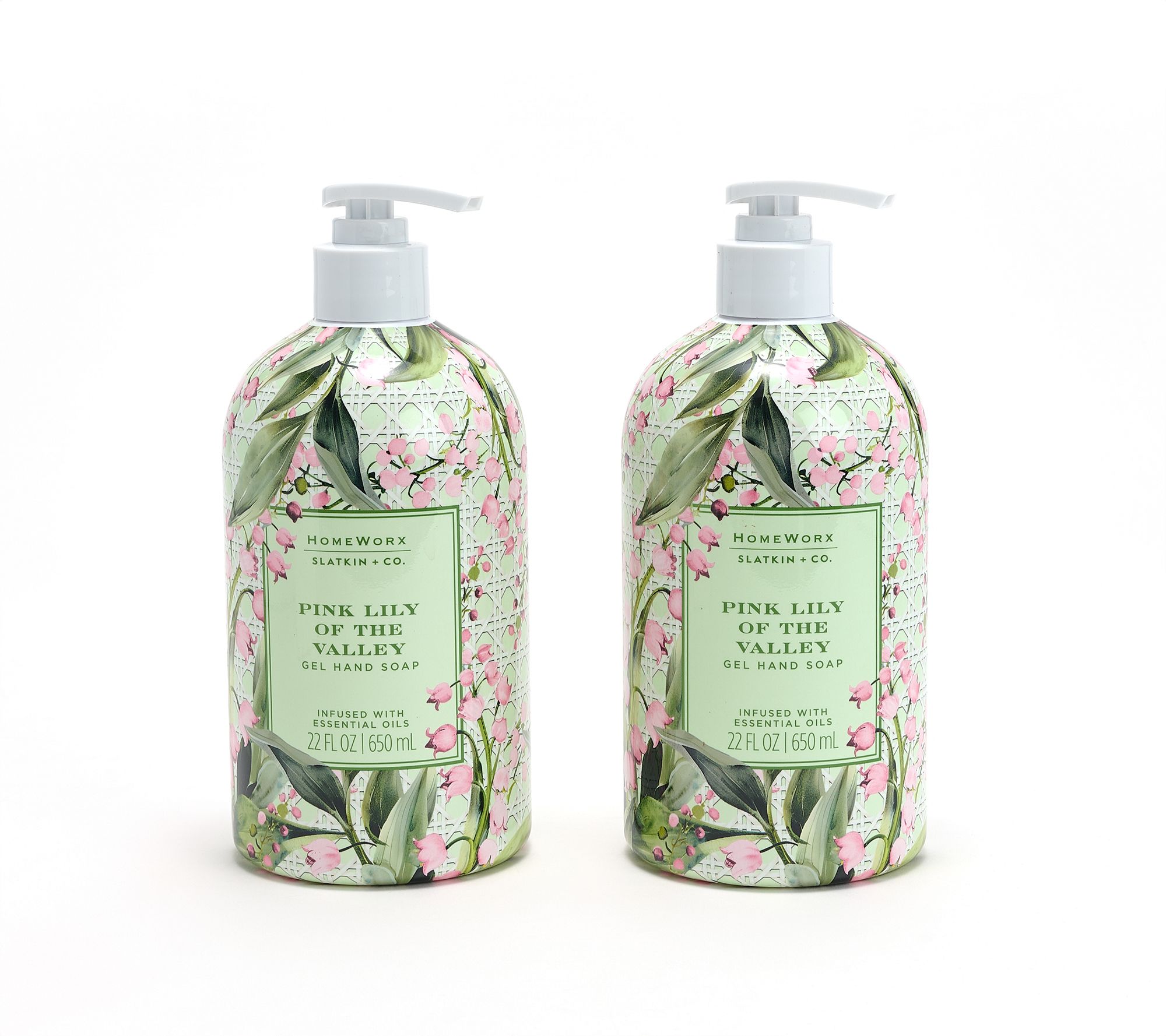 HomeWorx by Slatkin + Co. S/2 22oz Pink Lilly Gel Hand Soap