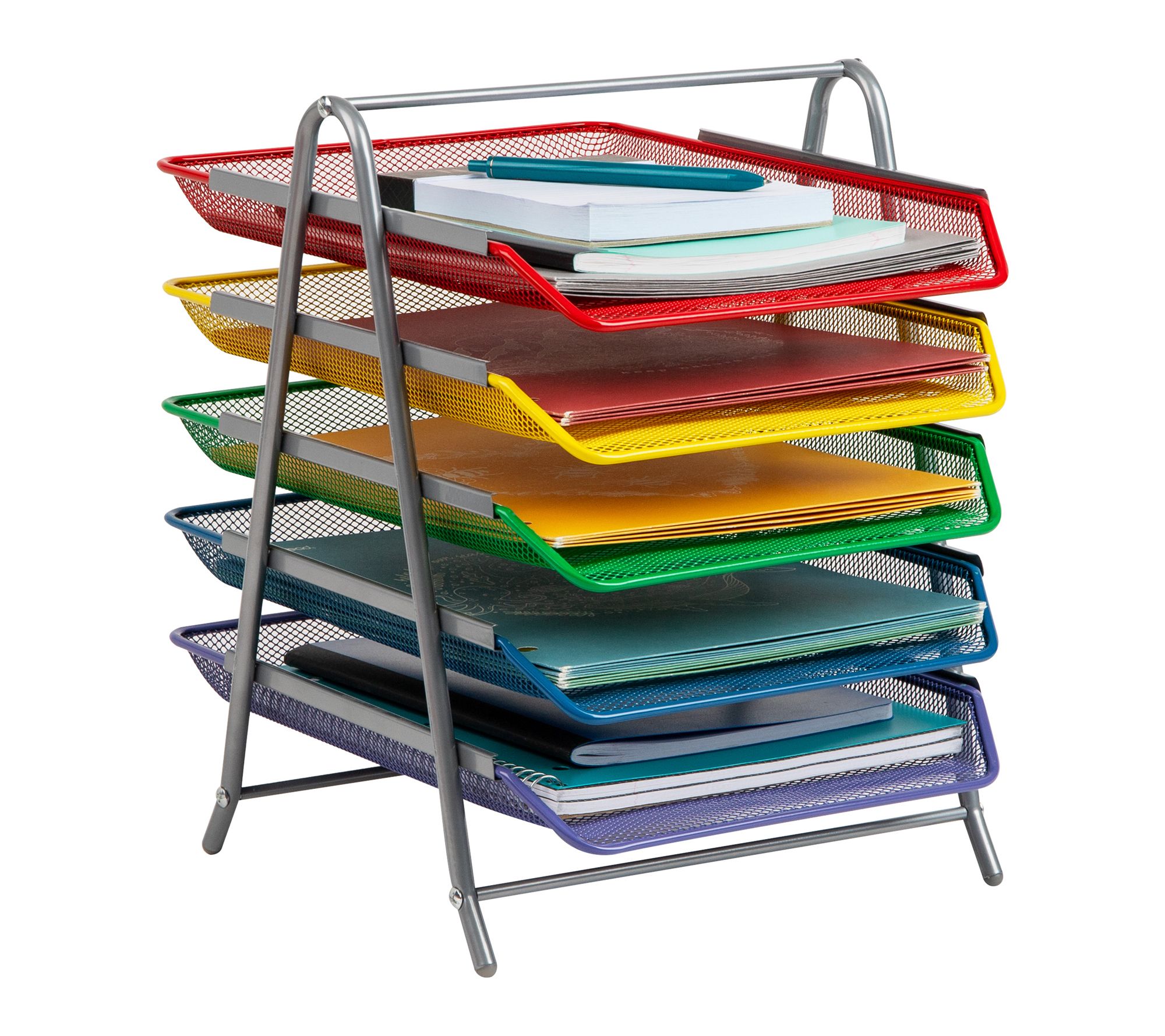 Mind Reader 5-Tier Paper Tray Organizer with Multicolor Trays