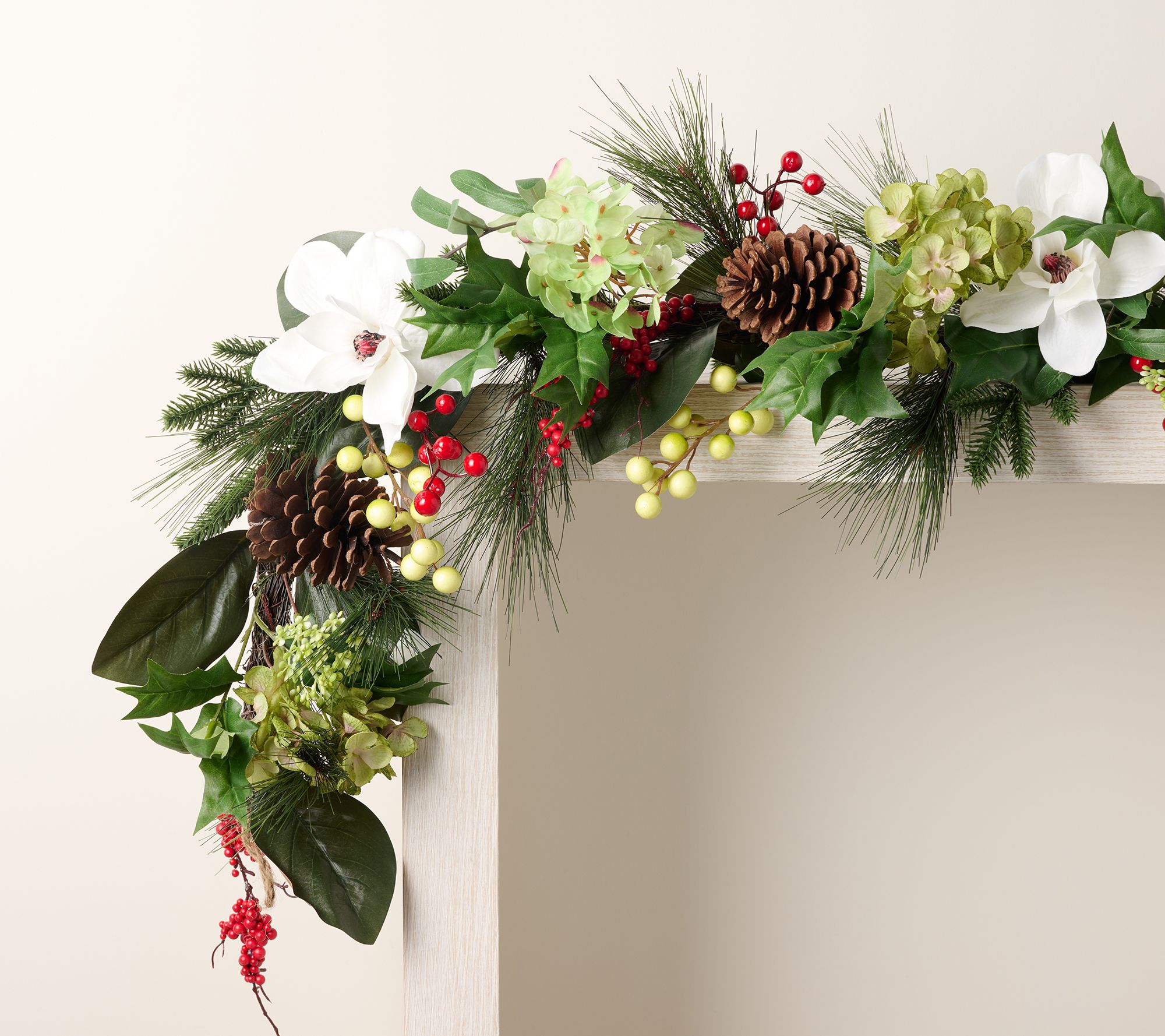 4' Magnolia, Hydrangea and Berry Garland by Valerie