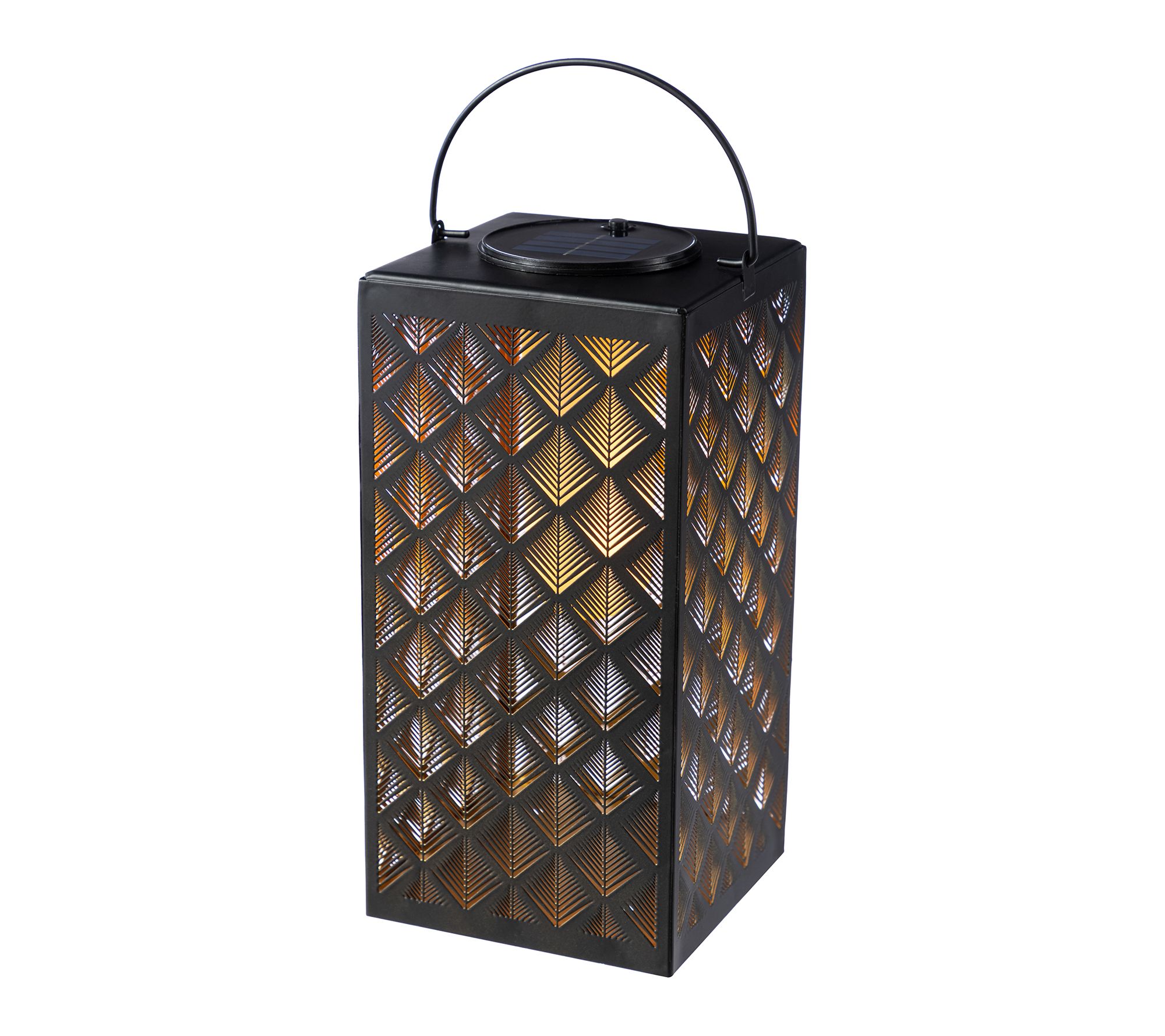 Glitzhome 11"H Textured Glass  Pattern Solar Powered Lantern