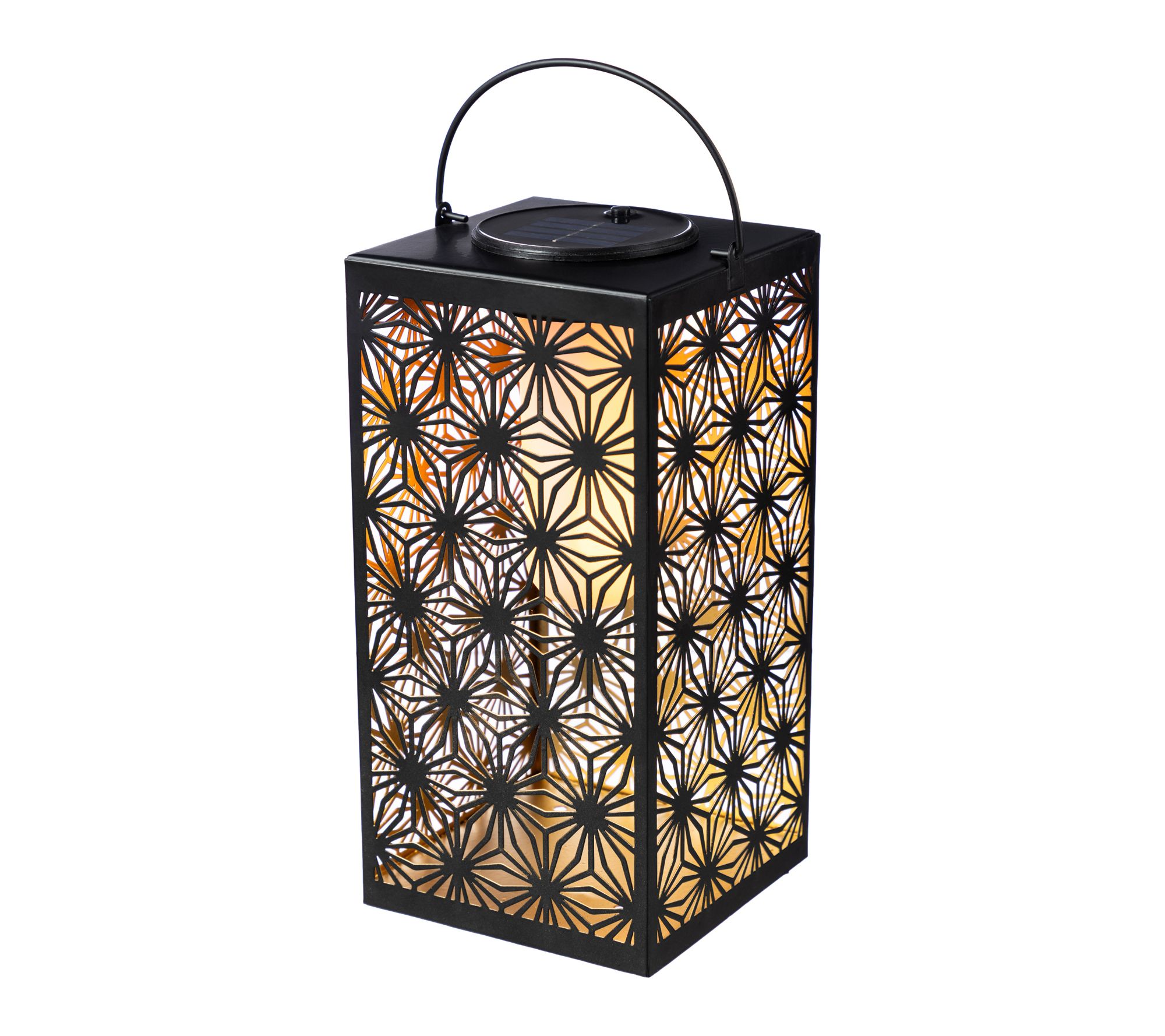 Glitzhome 11"H Textured Glass  Pattern Solar Powered Lantern