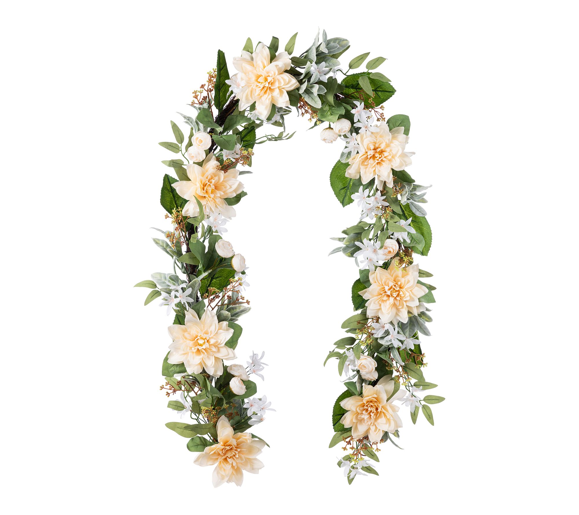 Glitzhome 6ft Peach Dahlia Floral Garland