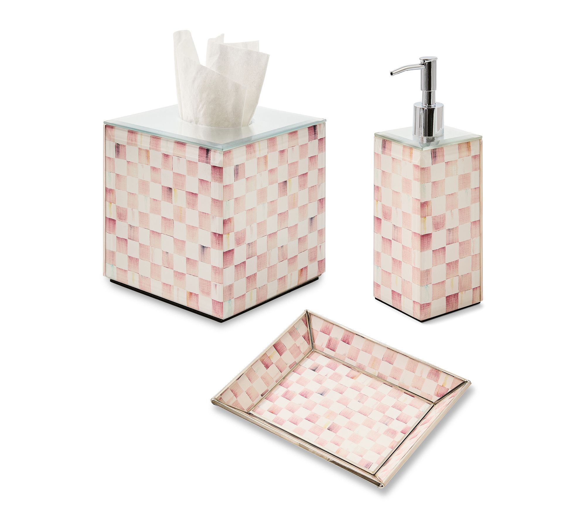 "As Is" MacKenzie - Childs Set of 3 Glass Powder Room Essentials