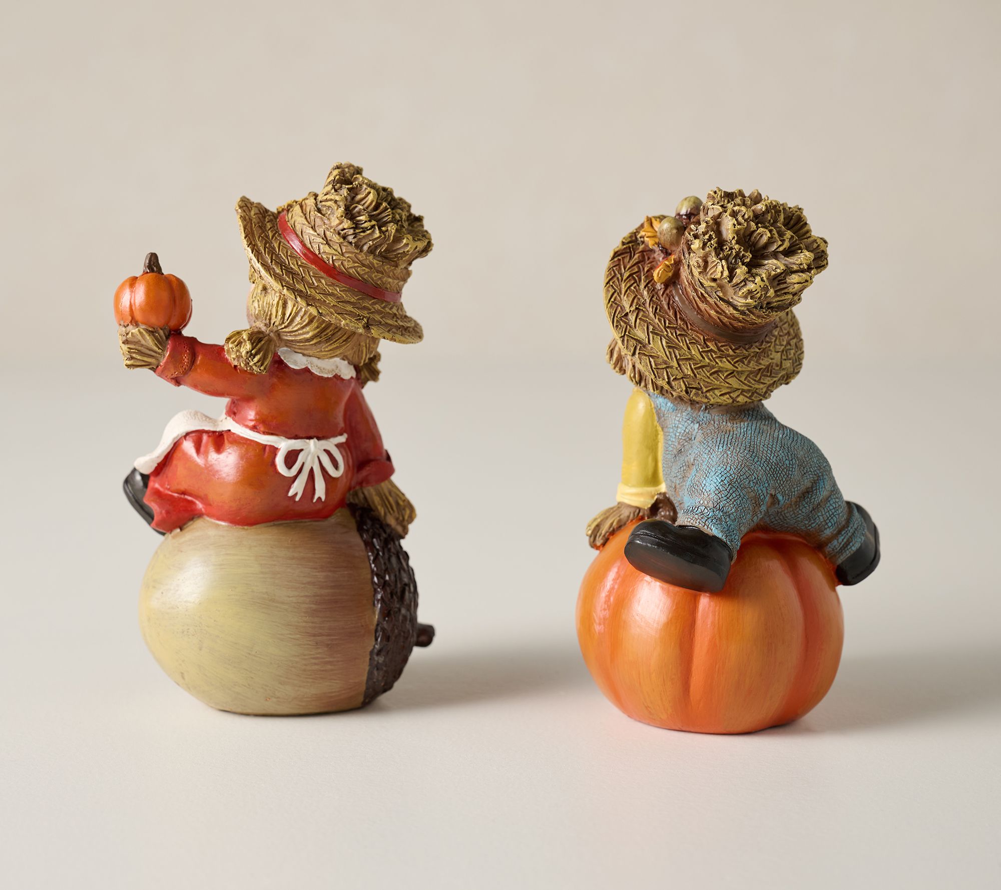 【希少】ブランブリーヘッジ 秋 Autumn タブロー フィギュリン 置物 Set of 2 Scarecrow Friends with Sentiment by Valerie | QVC