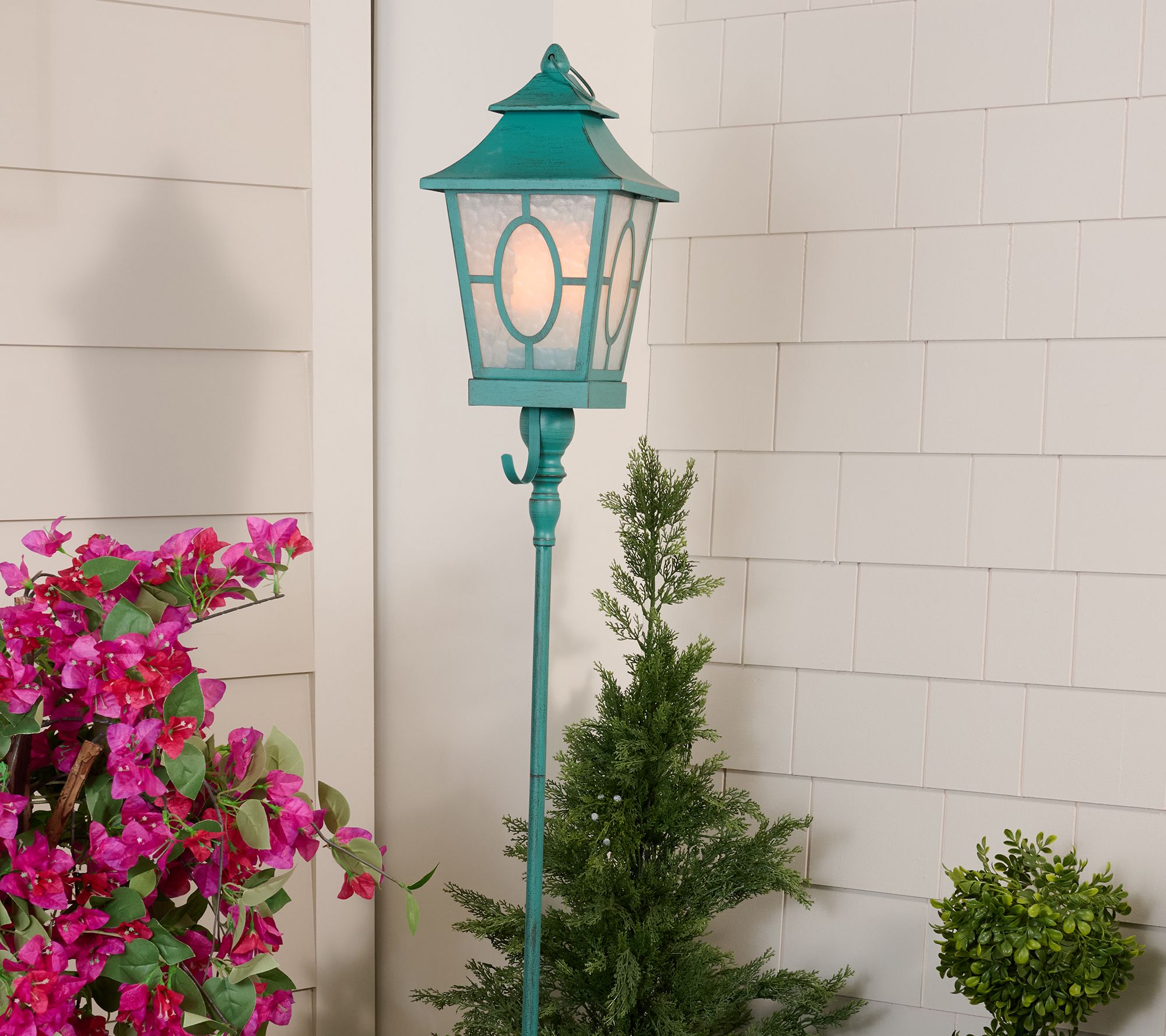 "As Is" Flickering Flame Old World Lantern with Stake- Val