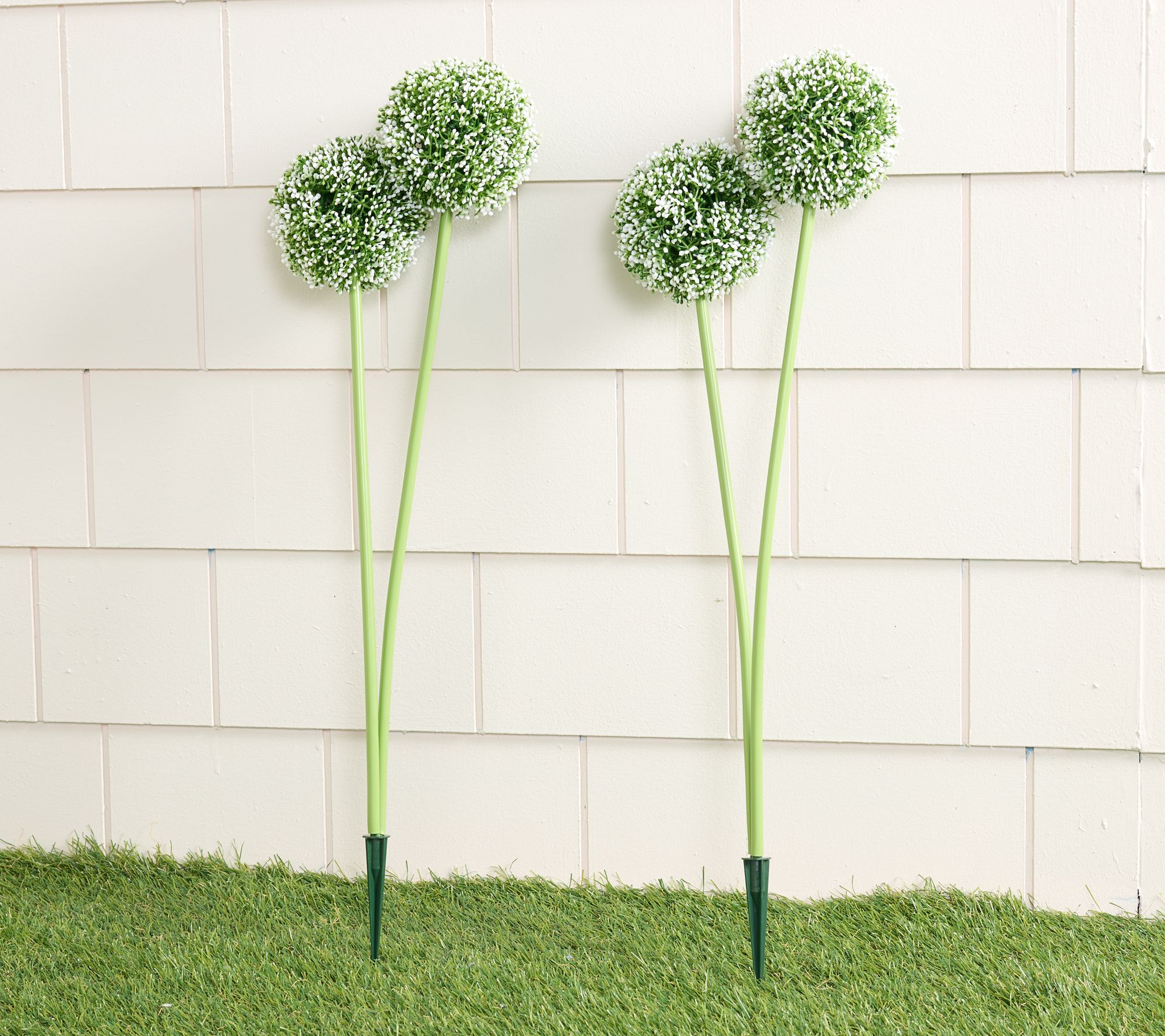 "As Is" Wicker Park Set of 2 20" Allium Floral Cluster Stakes