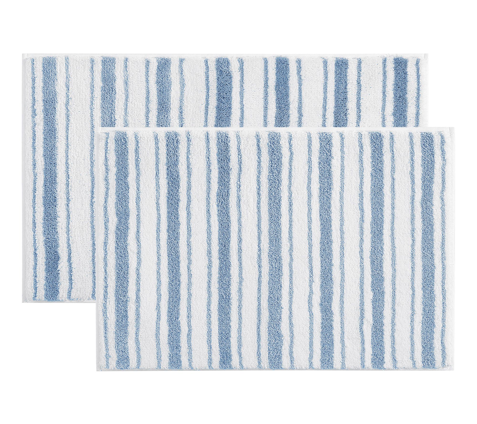 Martha Everyday Driftwood Stripes Light Blue Bath Rug Set