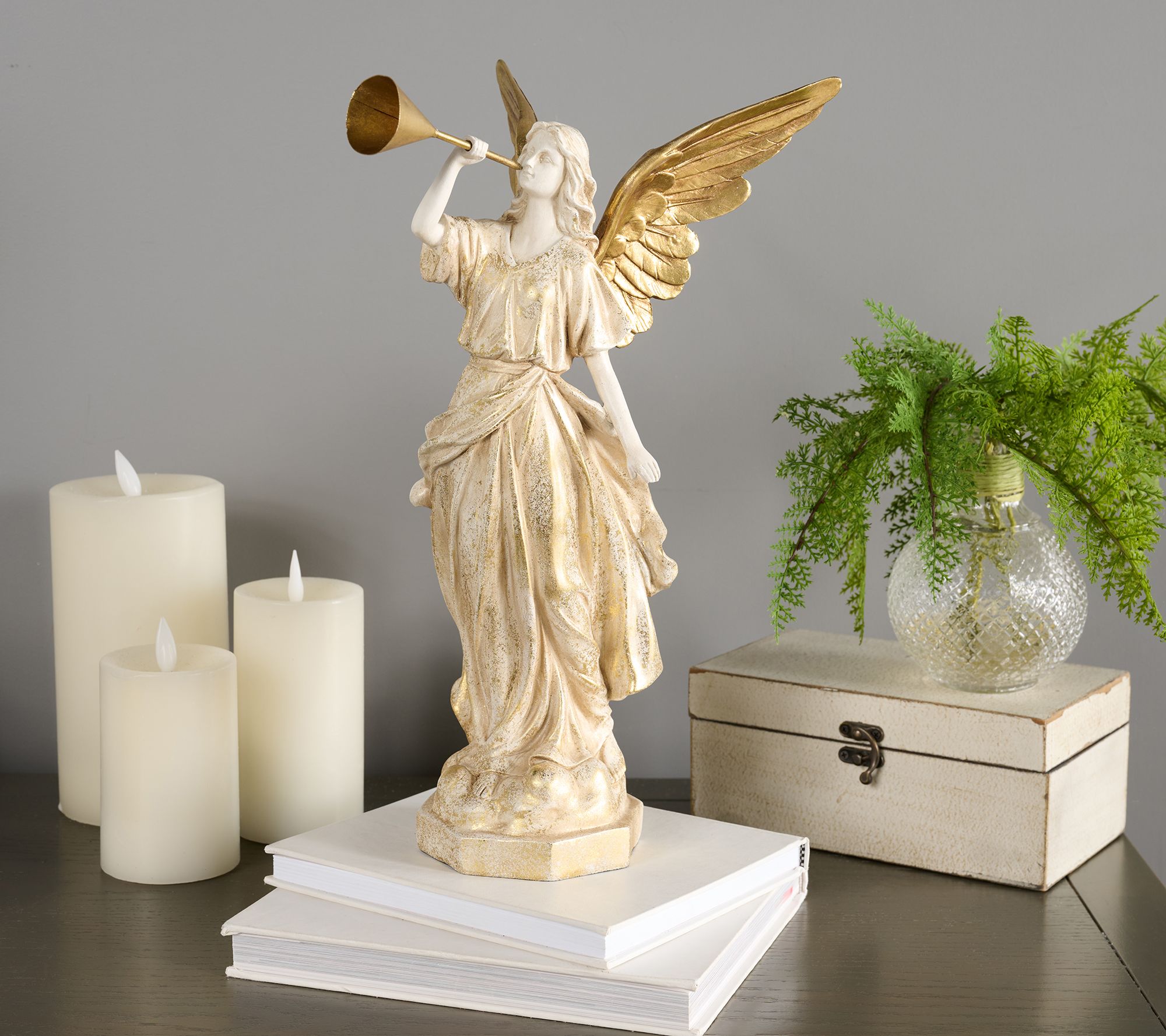 "As Is " 16" Gold Foil Trumpeting Angel by Valerie