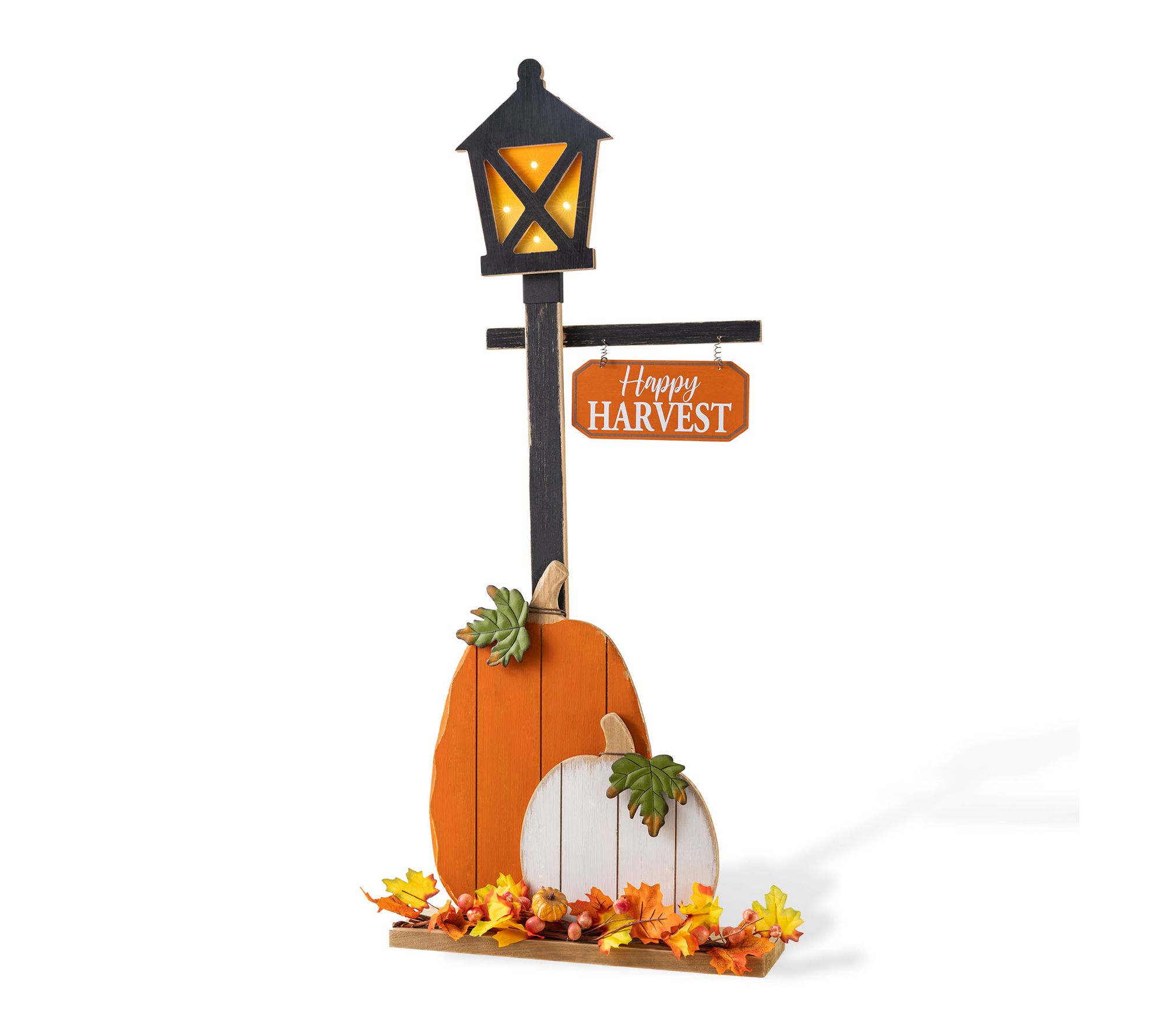 Glitzhome 36"H Fall Lighted Pumpkin Lamp Post Porch Decor