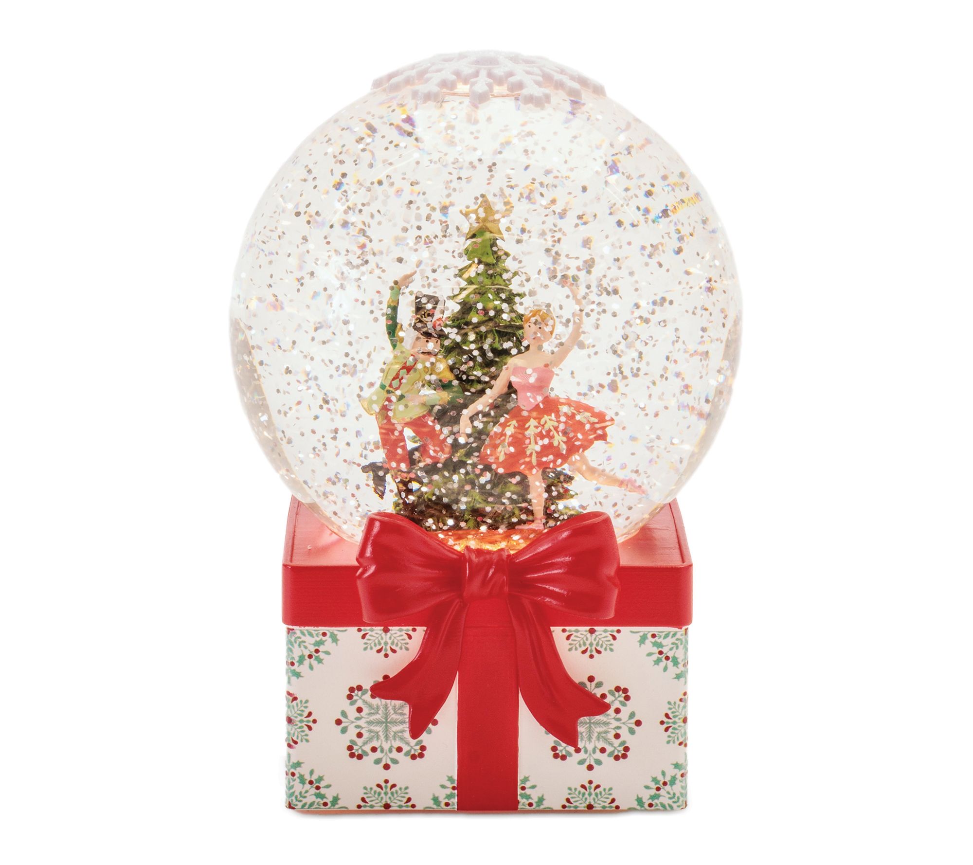 Melrose LED Nutcracker and Ballerina Snow Globe 6.5"H