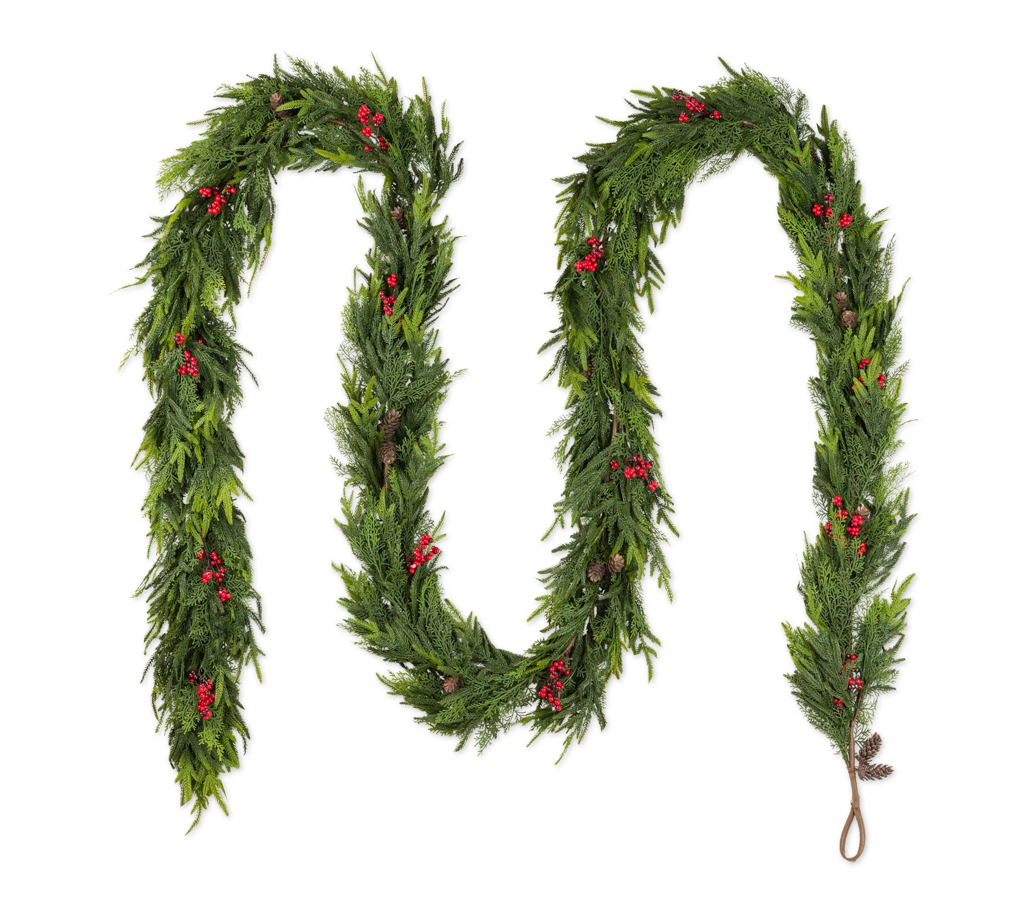 Glitzhome 18ft Christmas Pinecones Red Berries Dripping