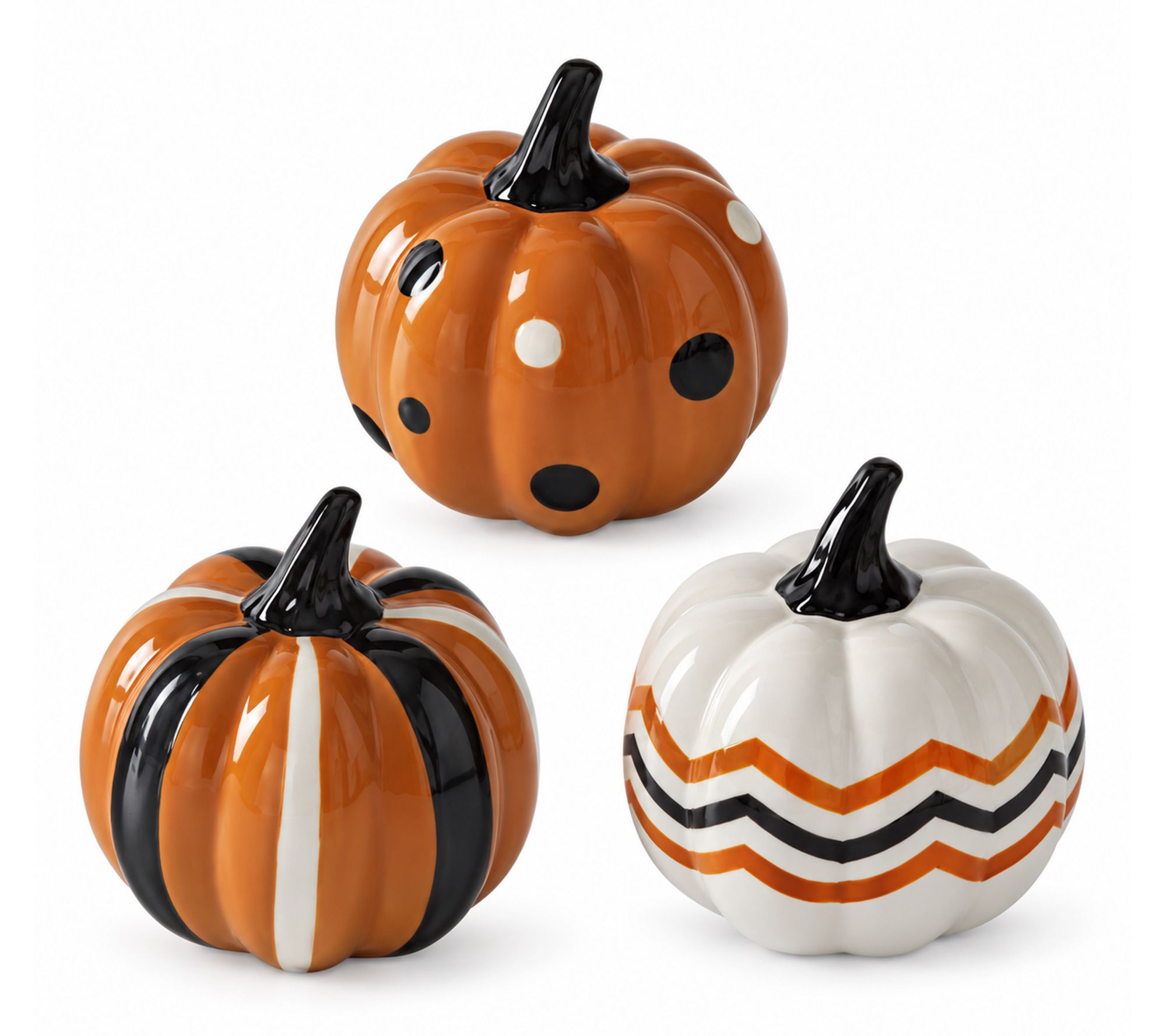 RC Home Deccor- Set of 3 Ceramic Pumpkins, 3.75" - Fall