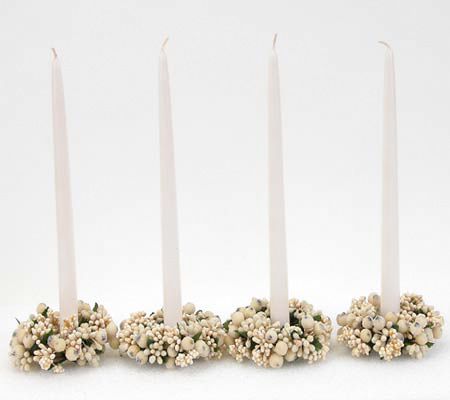 Set of 4 Iced Berry Candle Rings with Taper Candles by Valerie - QVC.com