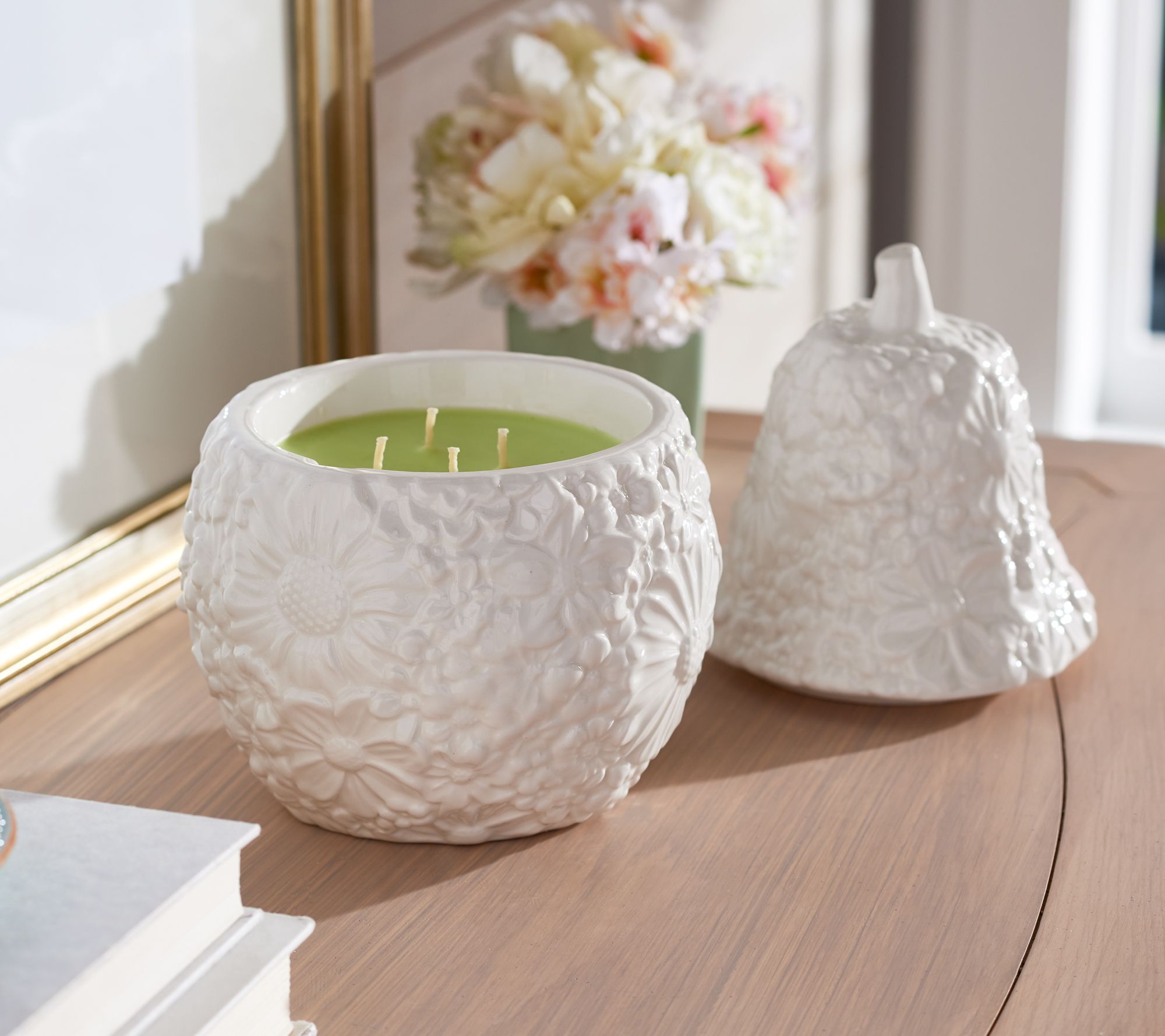 HomeWorx by Harry Slatkin Filled 4 Wick 14oz Embossed Apple or Pear Candles 