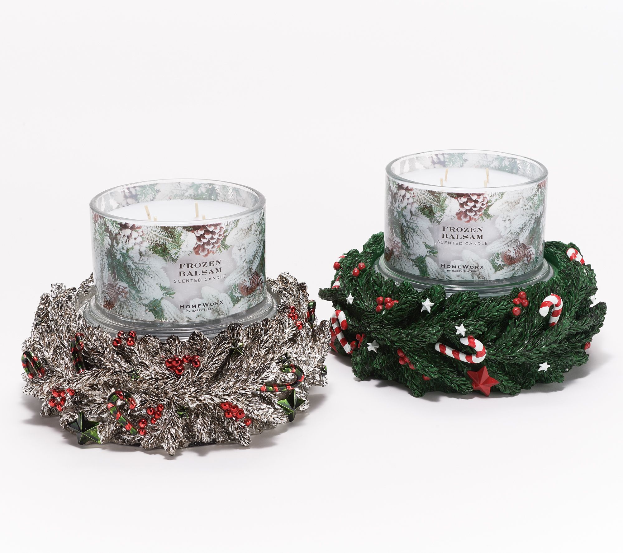 HomeWorx by Harry Slatkin Candy Cane Wreath Pedestal w/ 18oz. Candle