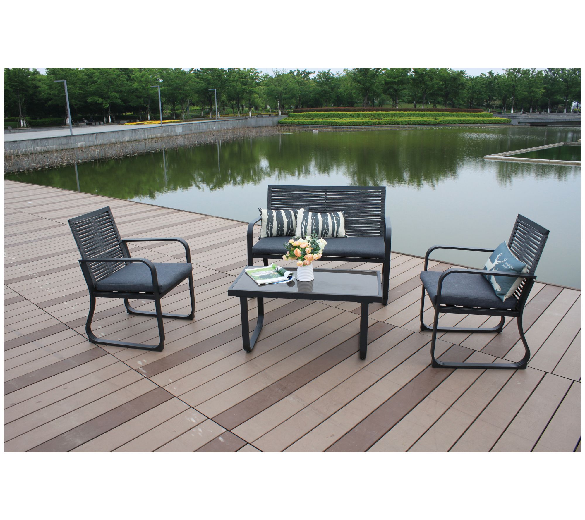 Backyard Expressions 4Pc Deep Seating Set w/ Seat Cushions