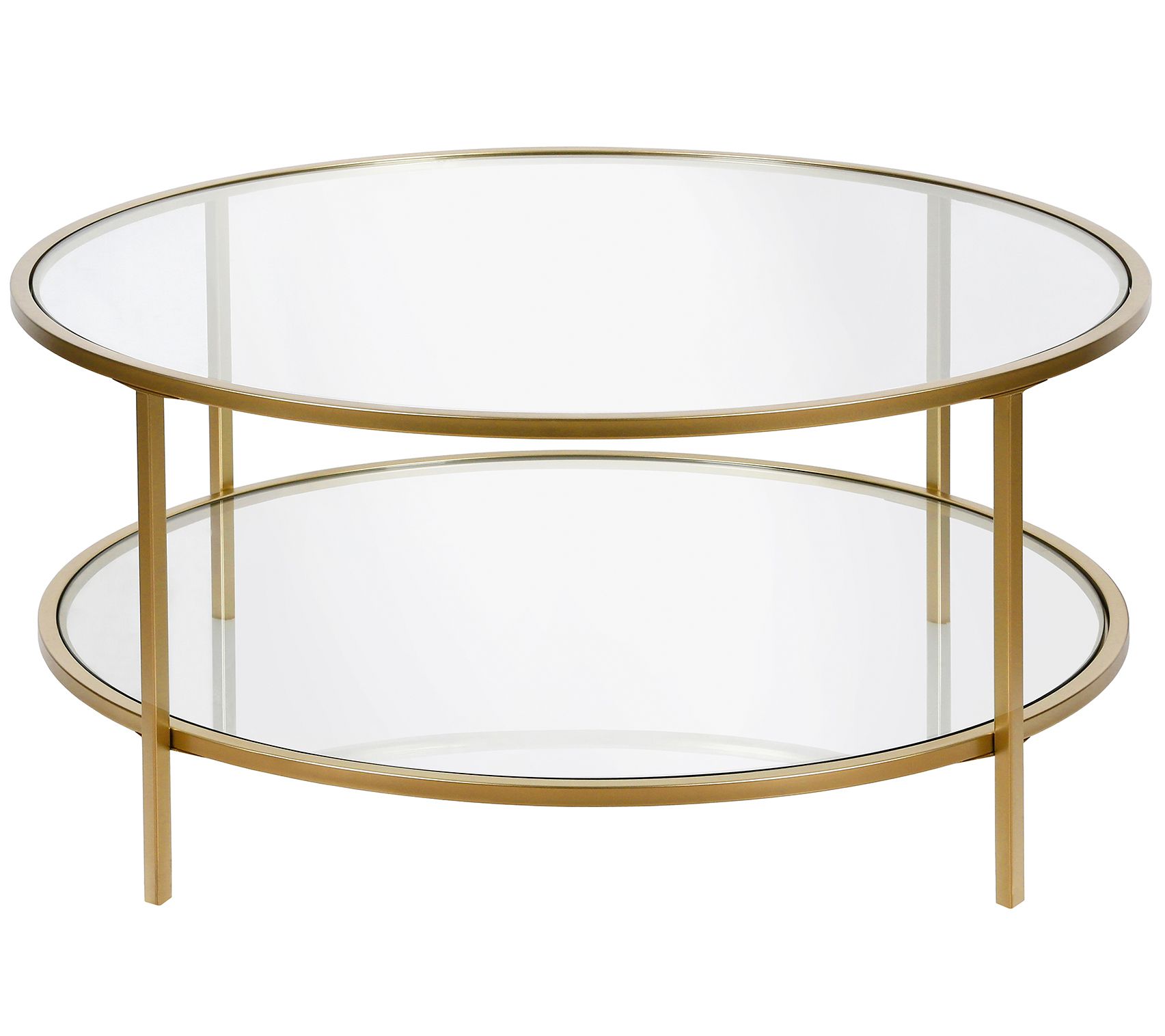 Hudson & Canal Sivil 36" Round Coffee Table witGlass Shelf