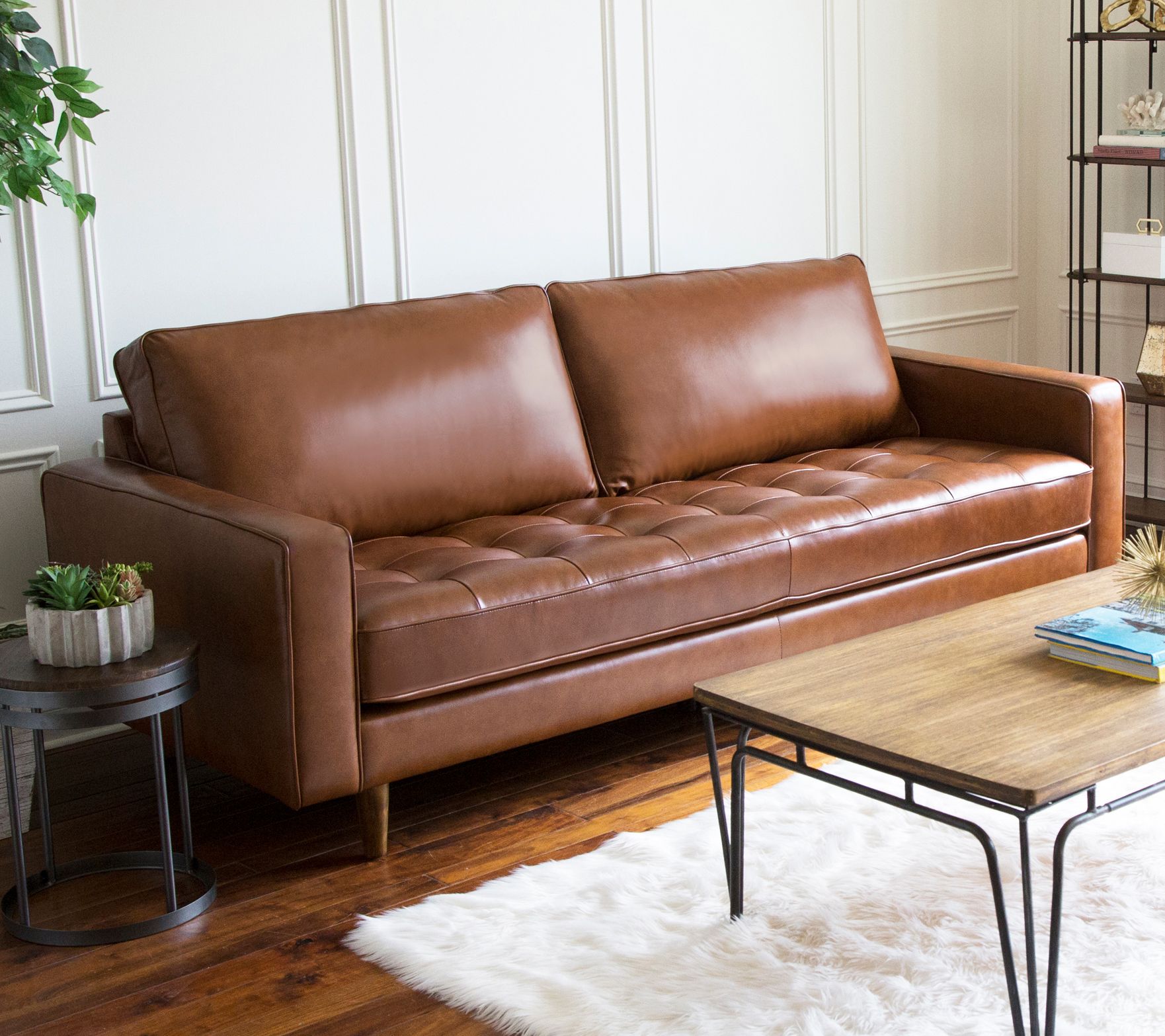 Cassidy Mid Century Leather Sofa By
