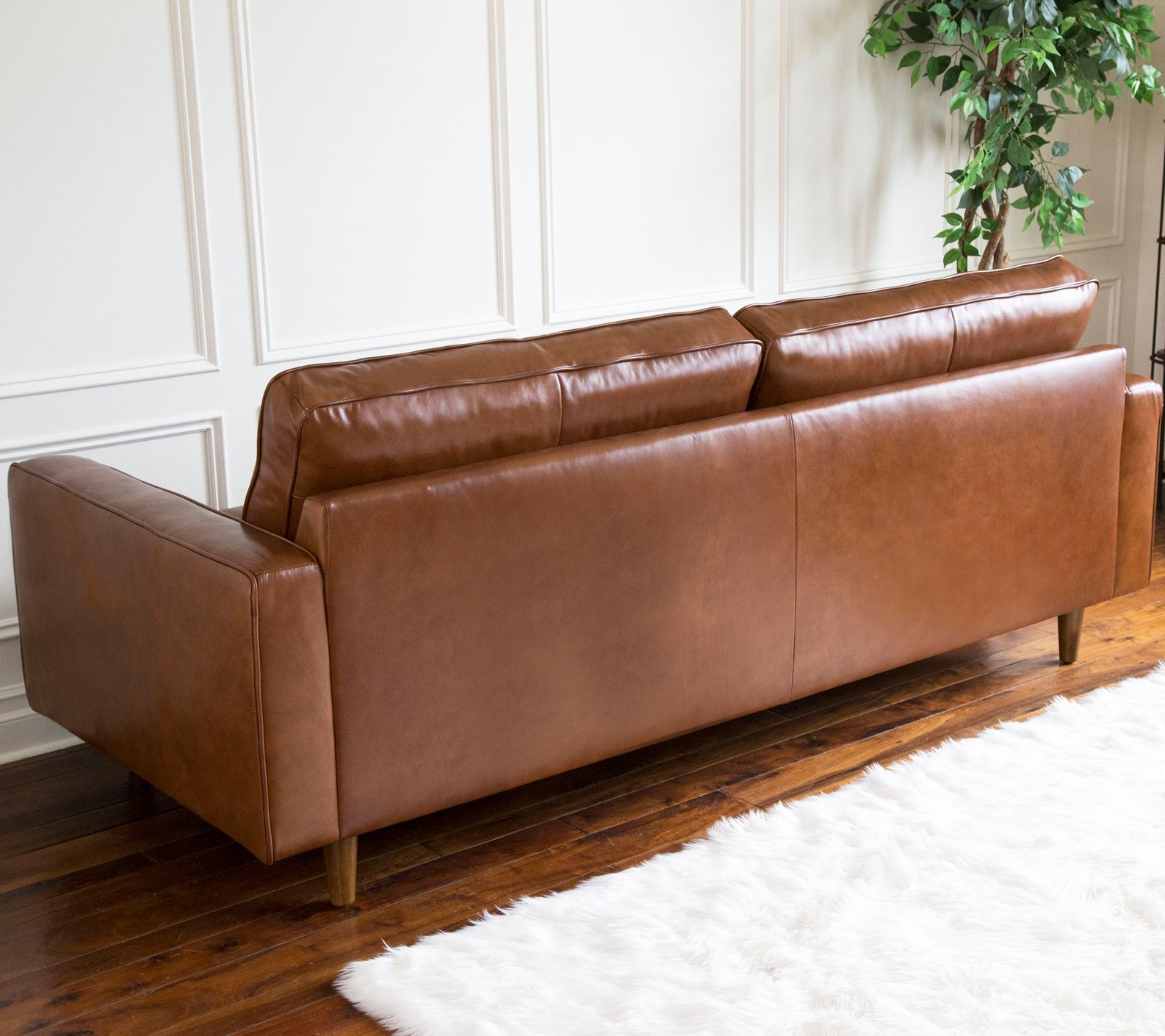 Cassidy Mid Century Leather Sofa By