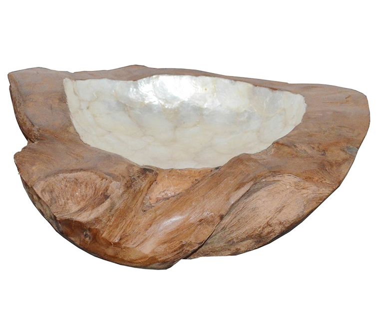 R. Nest Decorative Teak Bowl with Pearl Center