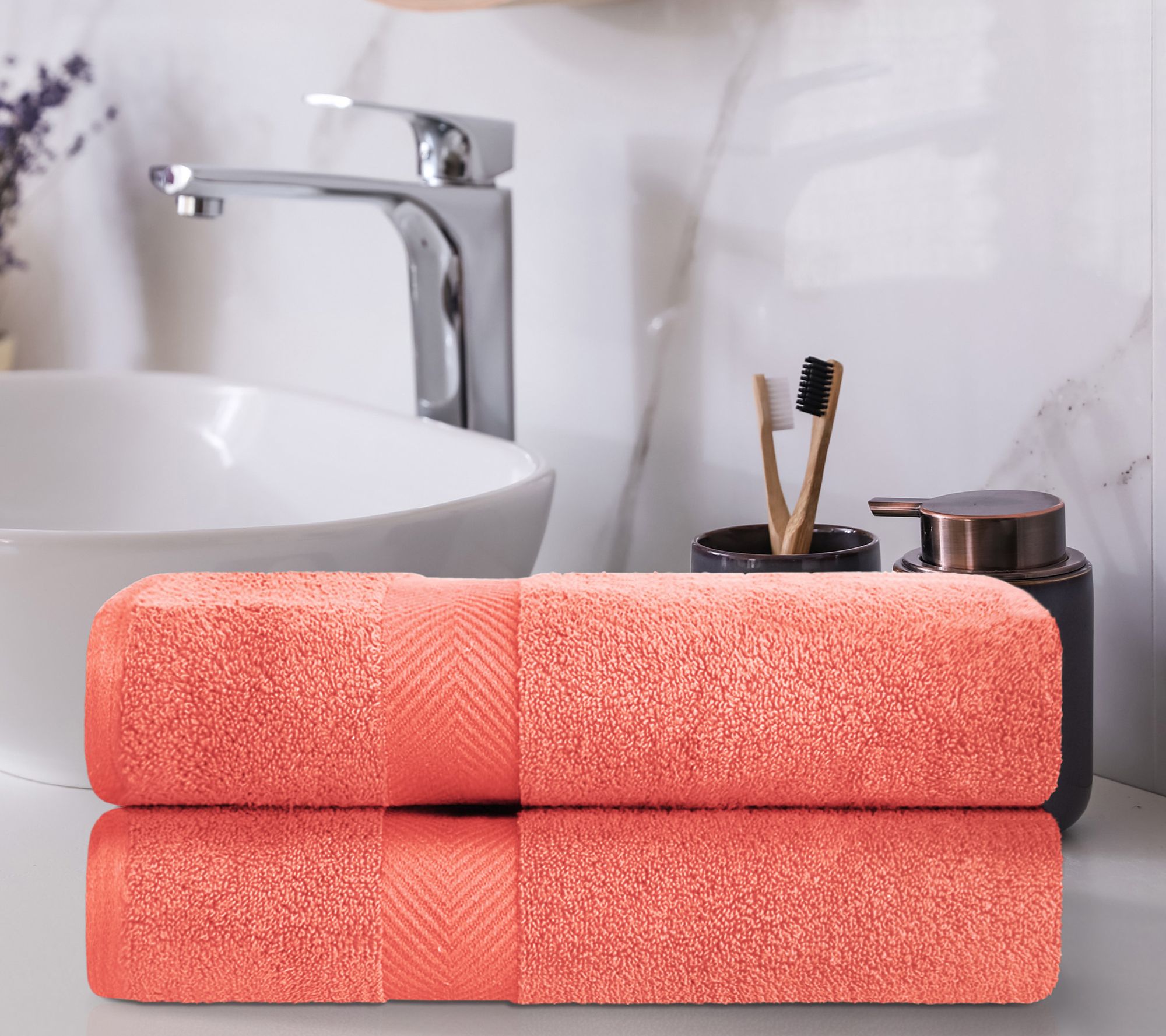Superior Cotton 2-Piece Ultra Soft Zero-Twist Bath Towel Set